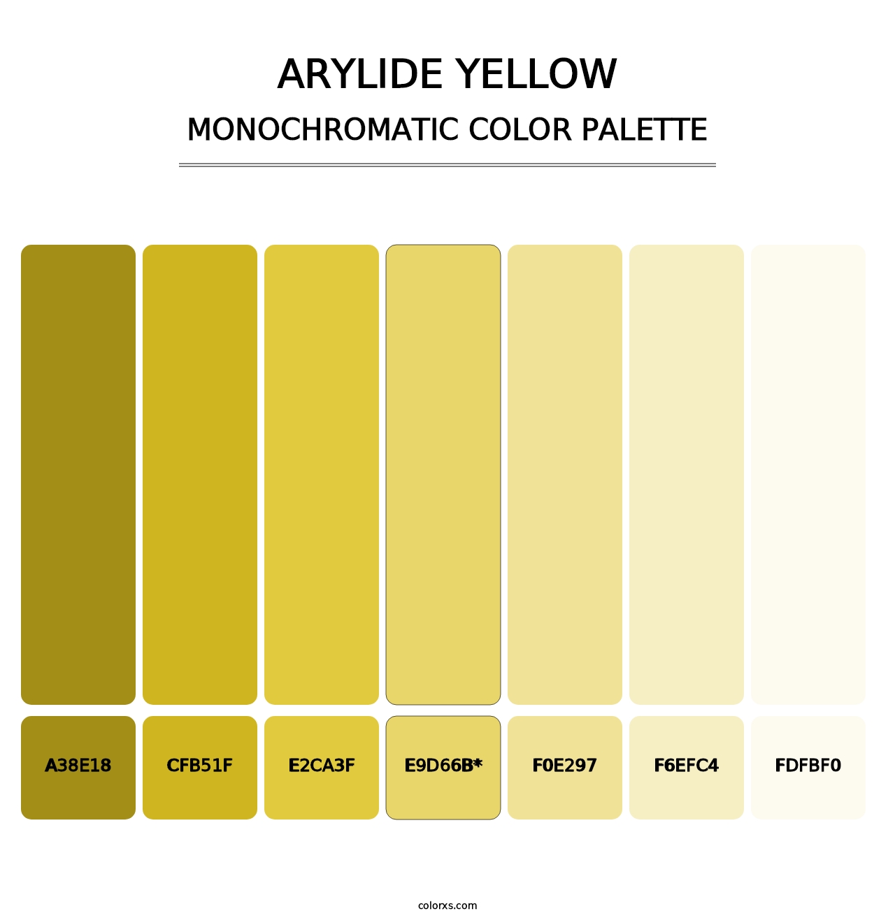Arylide Yellow - Monochromatic Color Palette