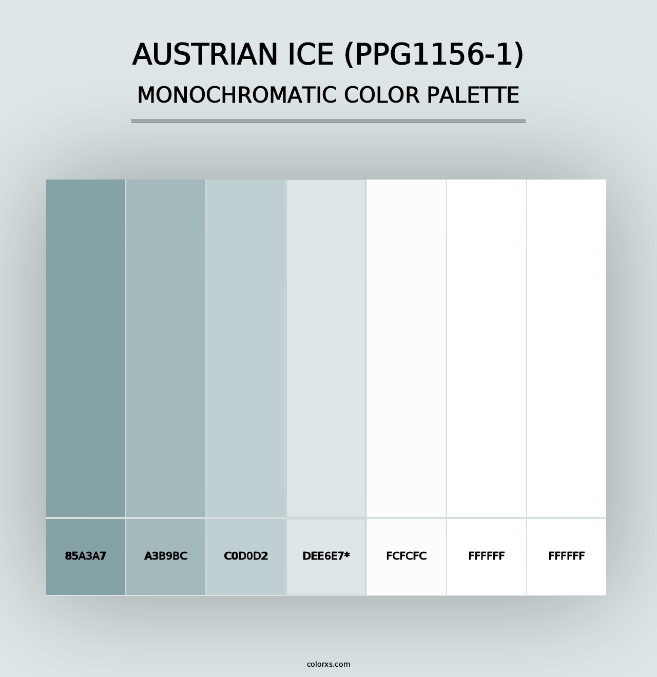 Austrian Ice (PPG1156-1) - Monochromatic Color Palette