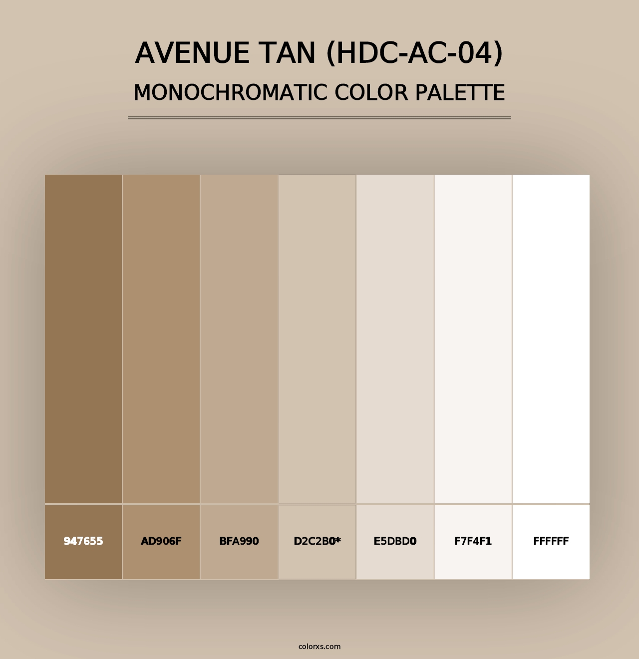 Avenue Tan (HDC-AC-04) - Monochromatic Color Palette