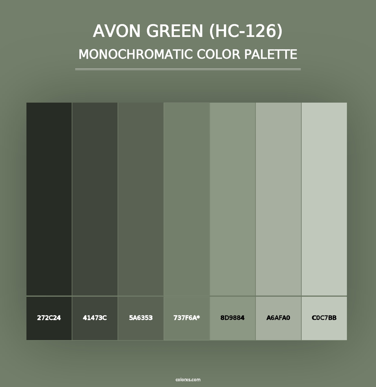 Avon Green (HC-126) - Monochromatic Color Palette