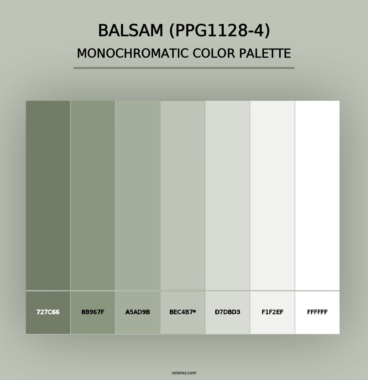 Balsam (PPG1128-4) - Monochromatic Color Palette