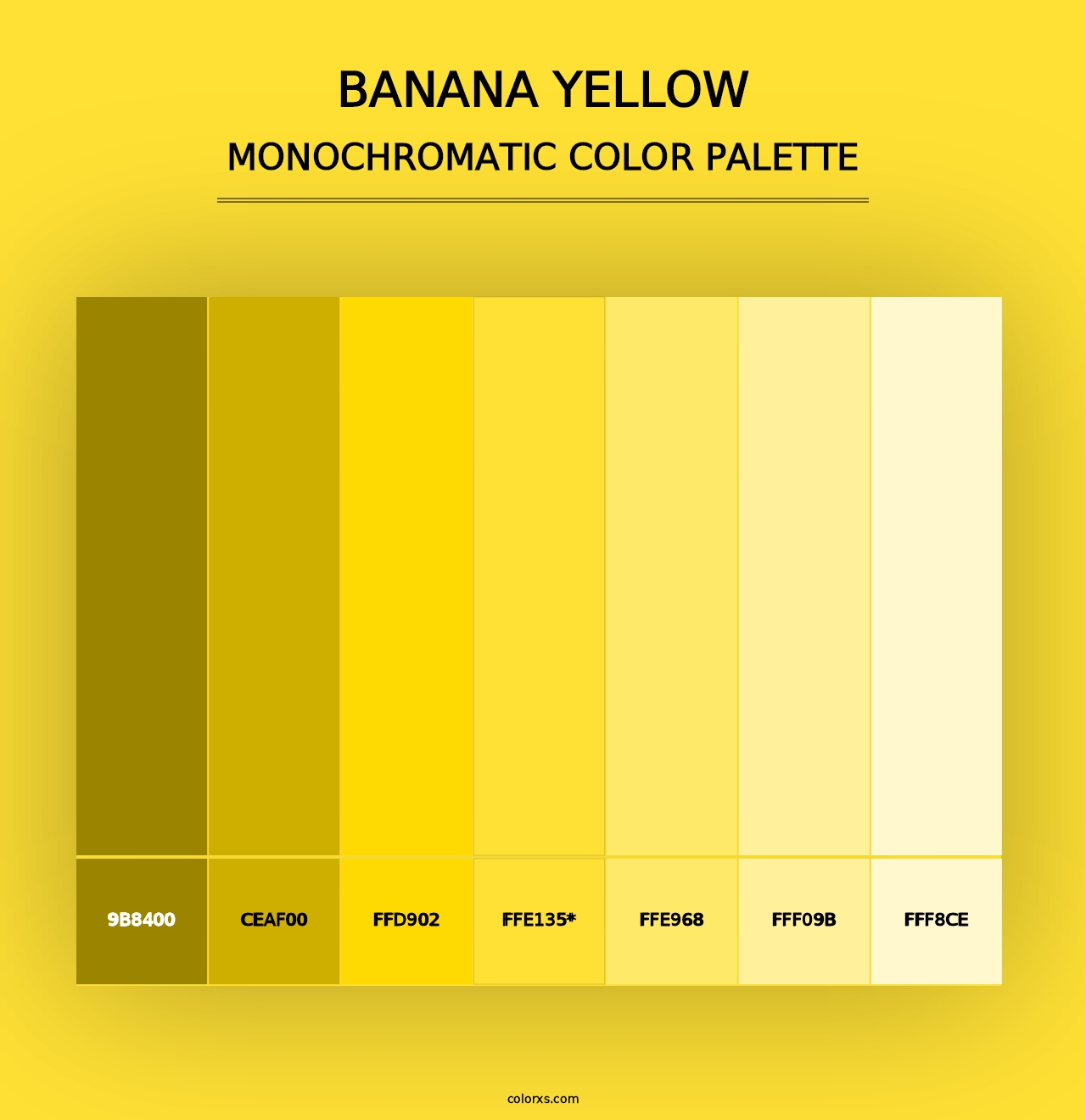 Banana Yellow - Monochromatic Color Palette