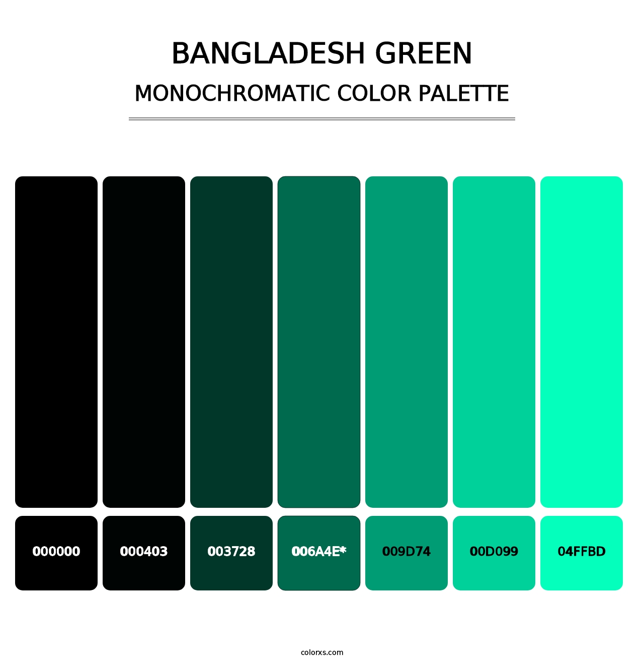 Bangladesh Green - Monochromatic Color Palette