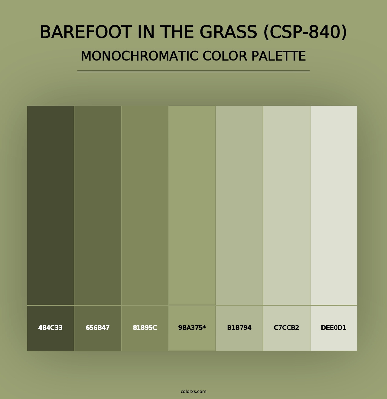 Barefoot in the Grass (CSP-840) - Monochromatic Color Palette