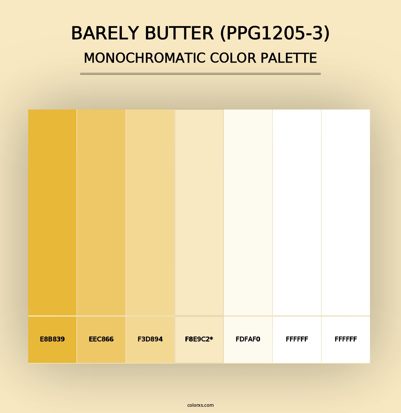 Barely Butter (PPG1205-3) - Monochromatic Color Palette