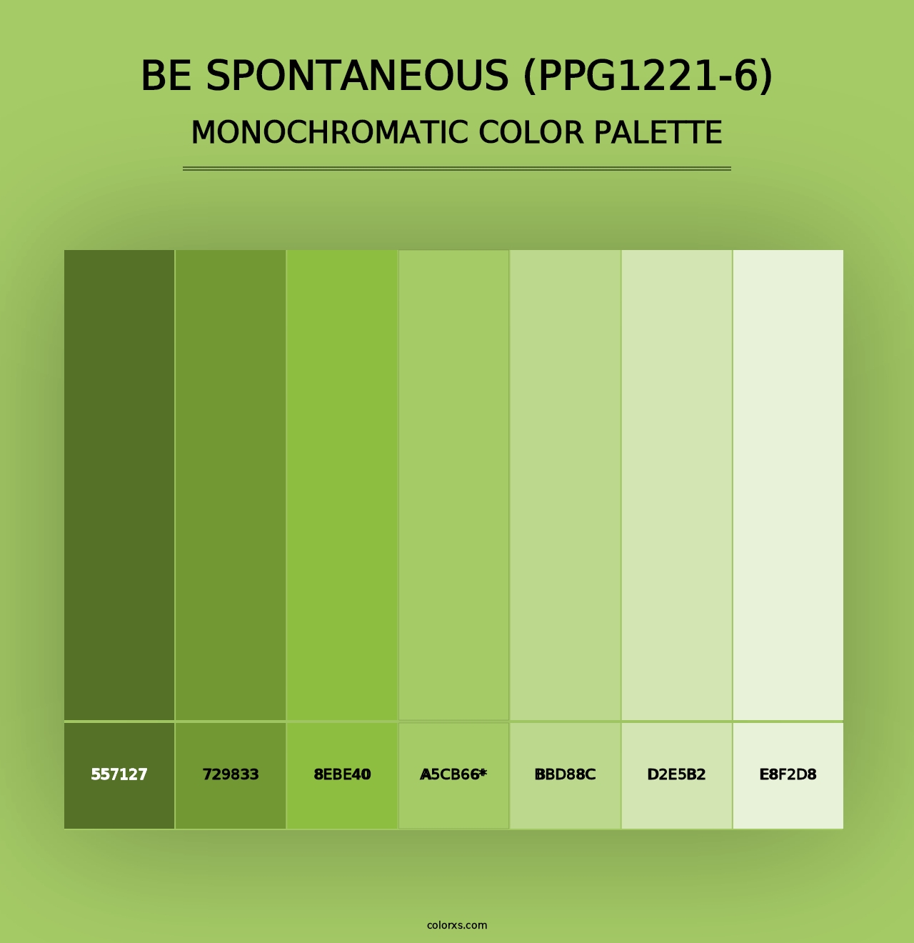 Be Spontaneous (PPG1221-6) - Monochromatic Color Palette