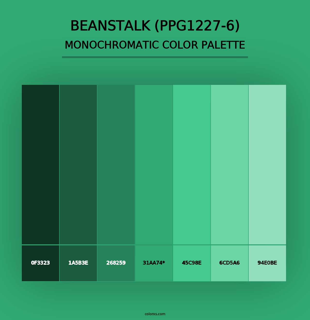 Beanstalk (PPG1227-6) - Monochromatic Color Palette