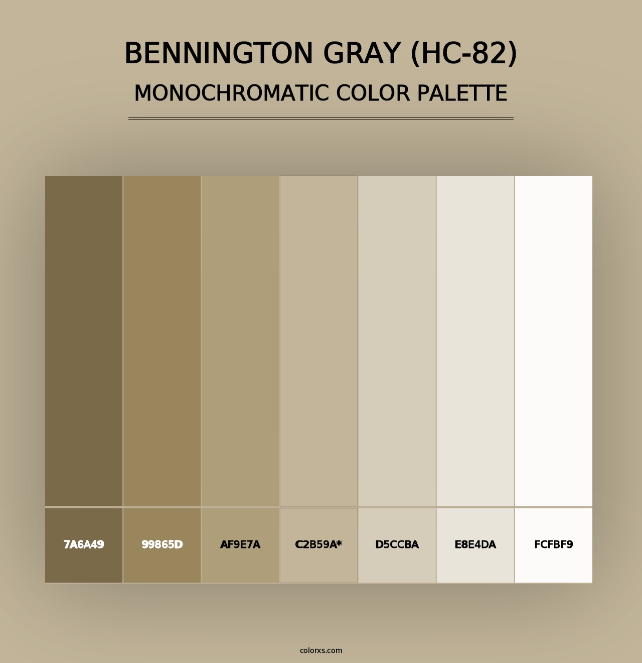 Bennington Gray (HC-82) - Monochromatic Color Palette