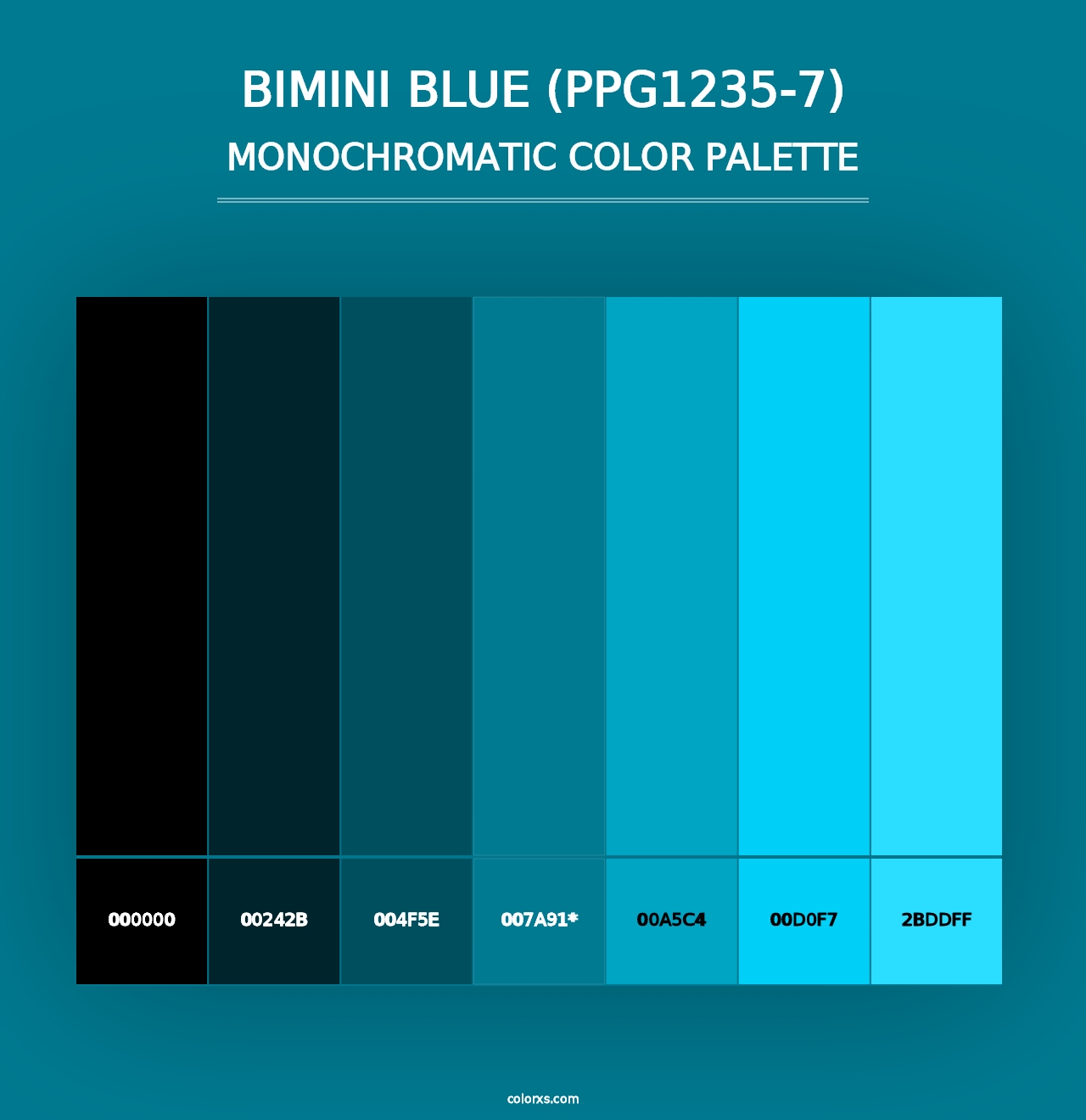 Bimini Blue (PPG1235-7) - Monochromatic Color Palette