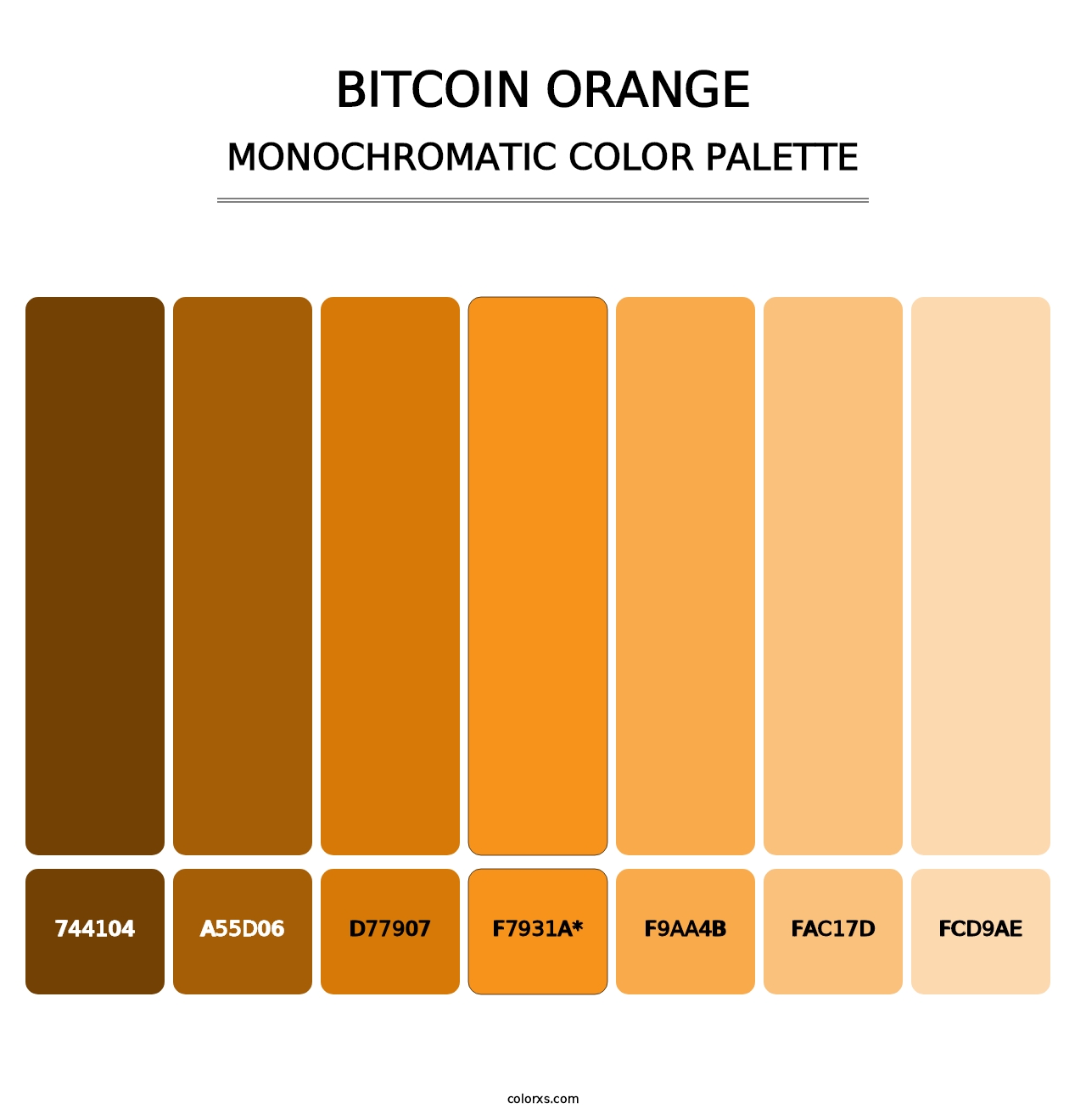 Bitcoin Orange - Monochromatic Color Palette