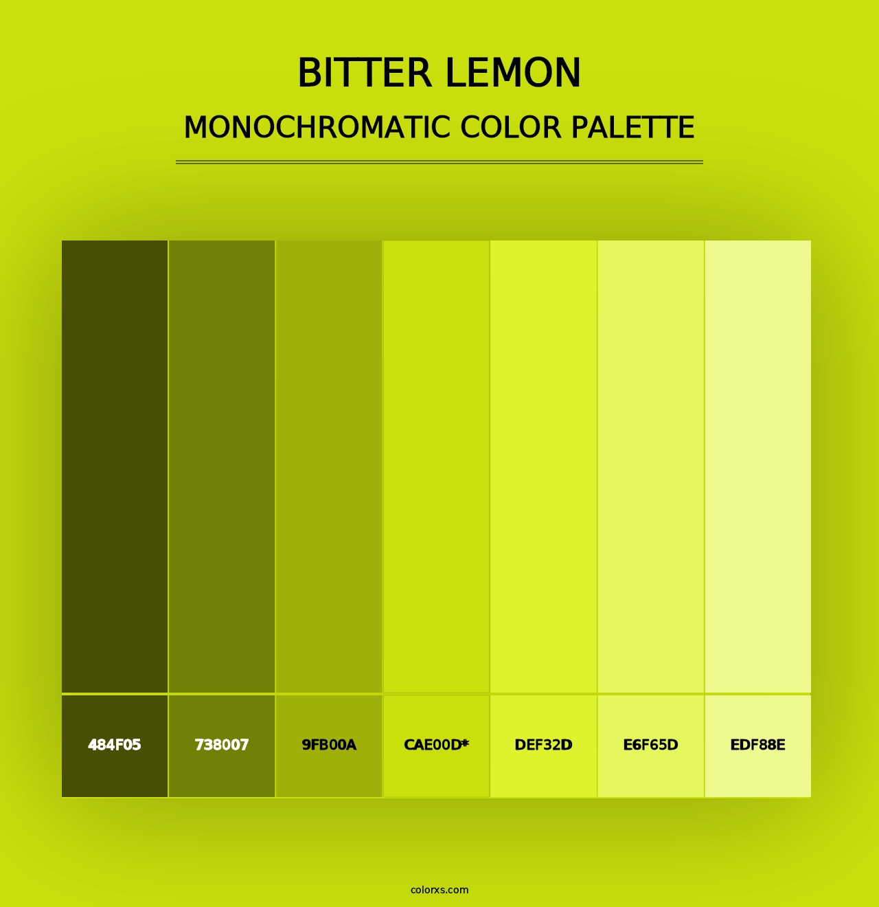 Bitter Lemon - Monochromatic Color Palette