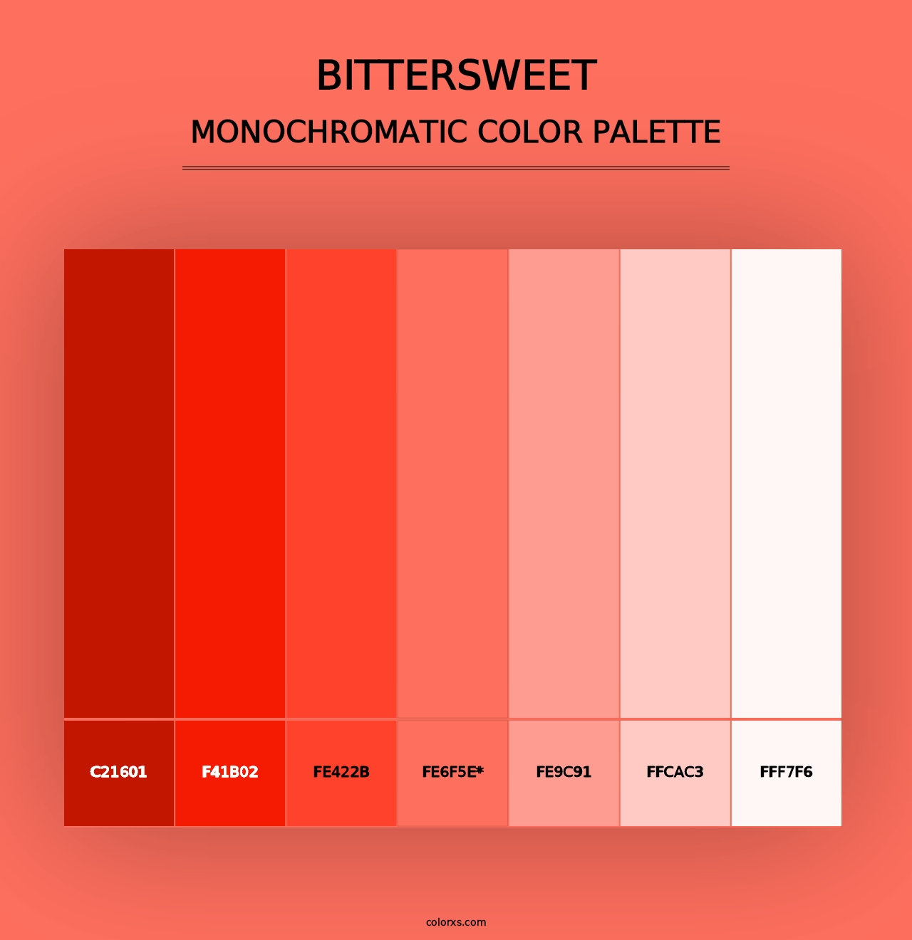 Bittersweet - Monochromatic Color Palette