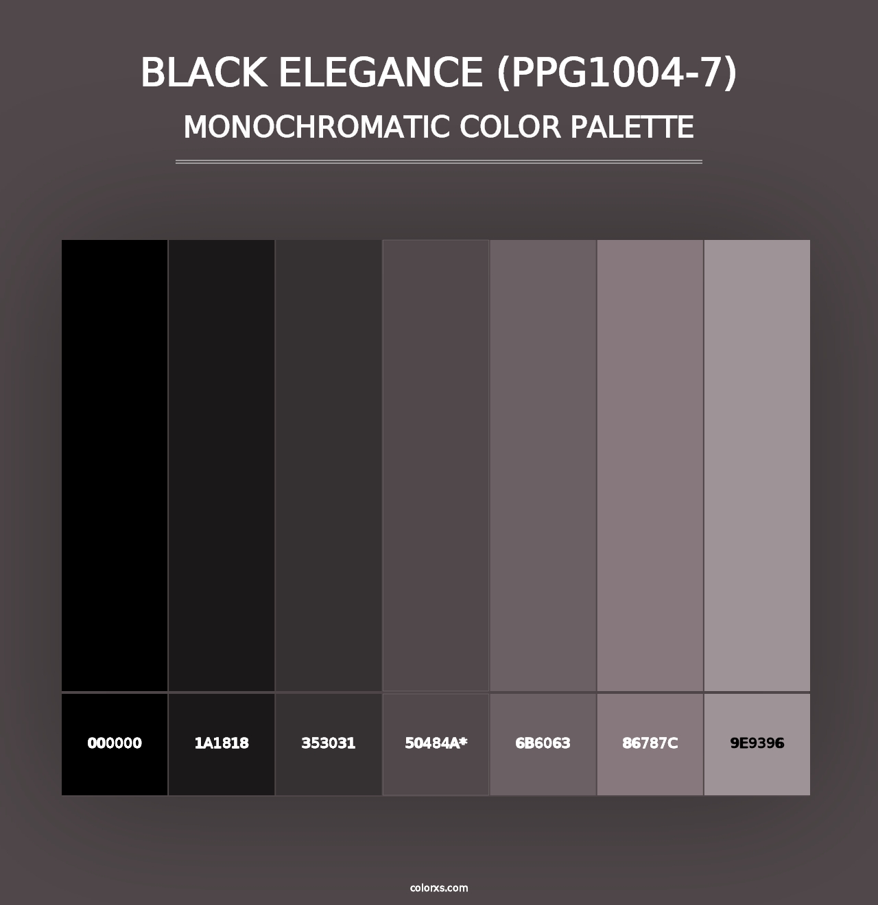 Black Elegance (PPG1004-7) - Monochromatic Color Palette