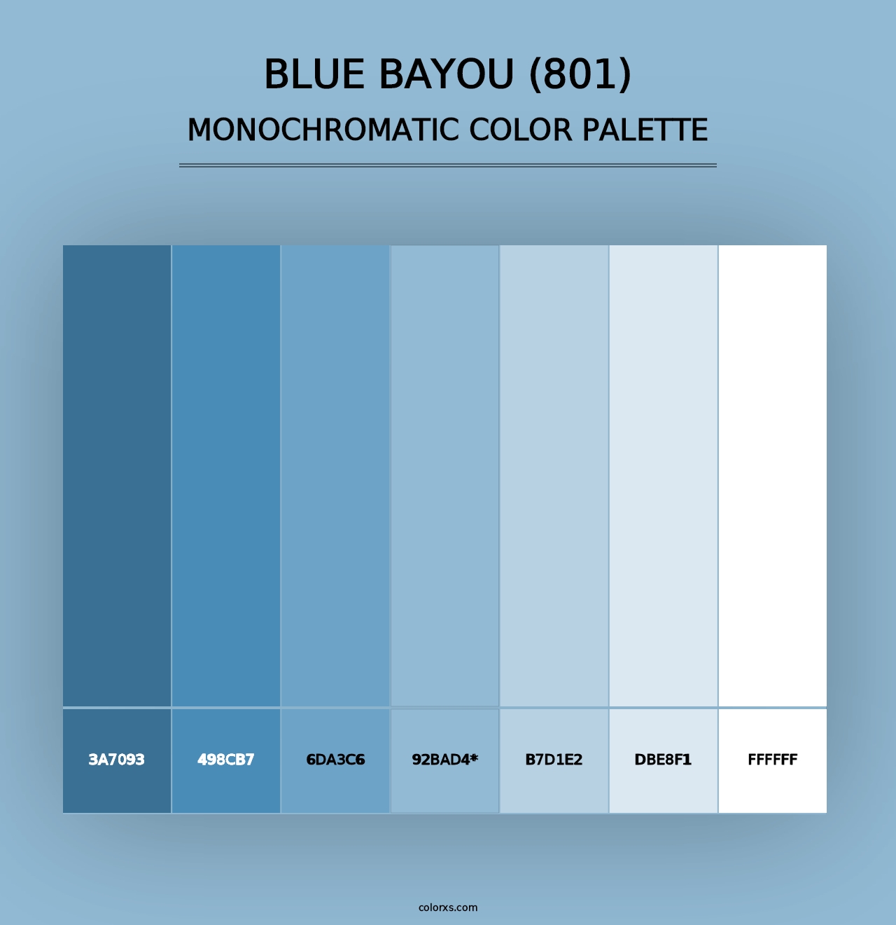 Blue Bayou (801) - Monochromatic Color Palette