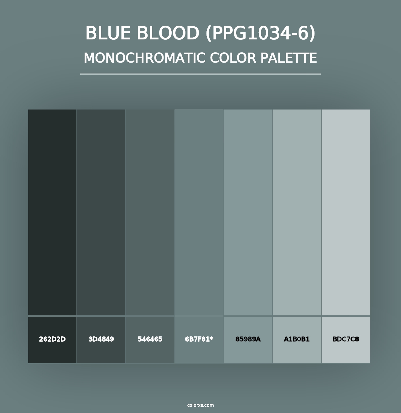 Blue Blood (PPG1034-6) - Monochromatic Color Palette