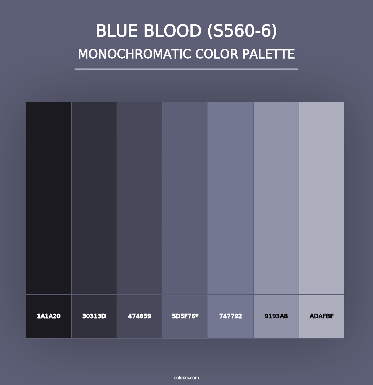 Blue Blood (S560-6) - Monochromatic Color Palette