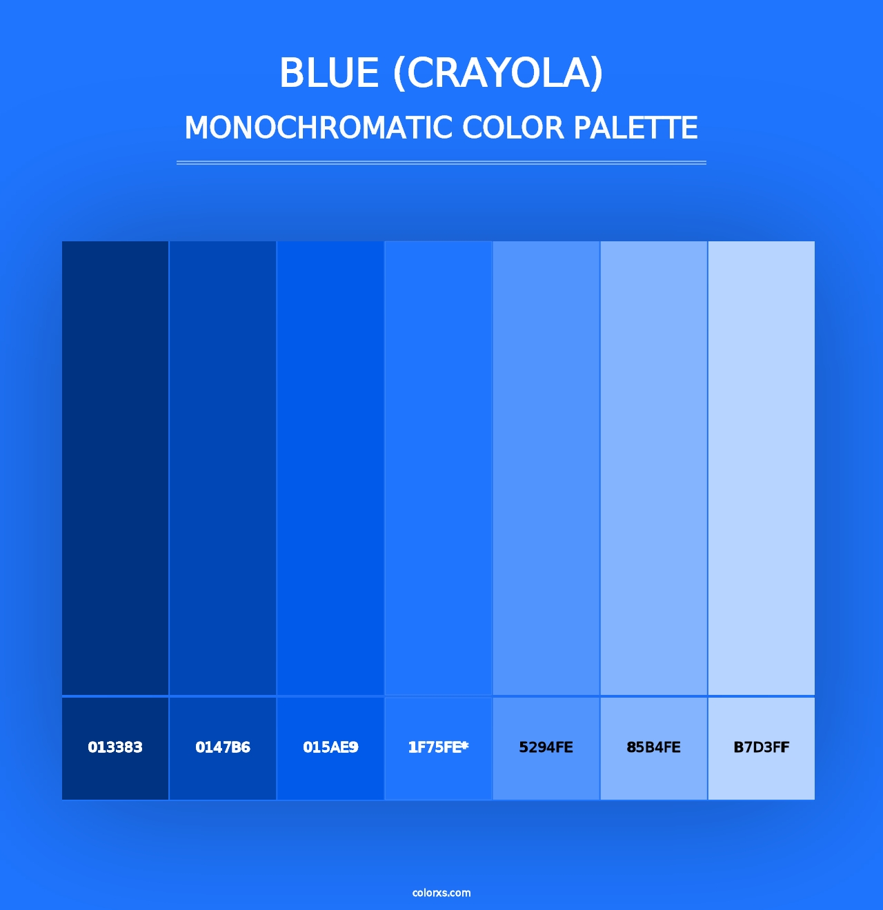 Blue (Crayola) - Monochromatic Color Palette