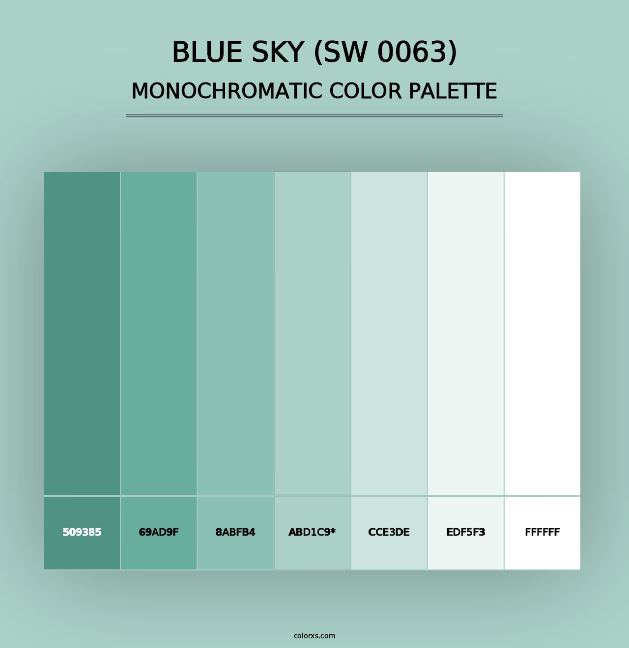 Blue Sky (SW 0063) - Monochromatic Color Palette