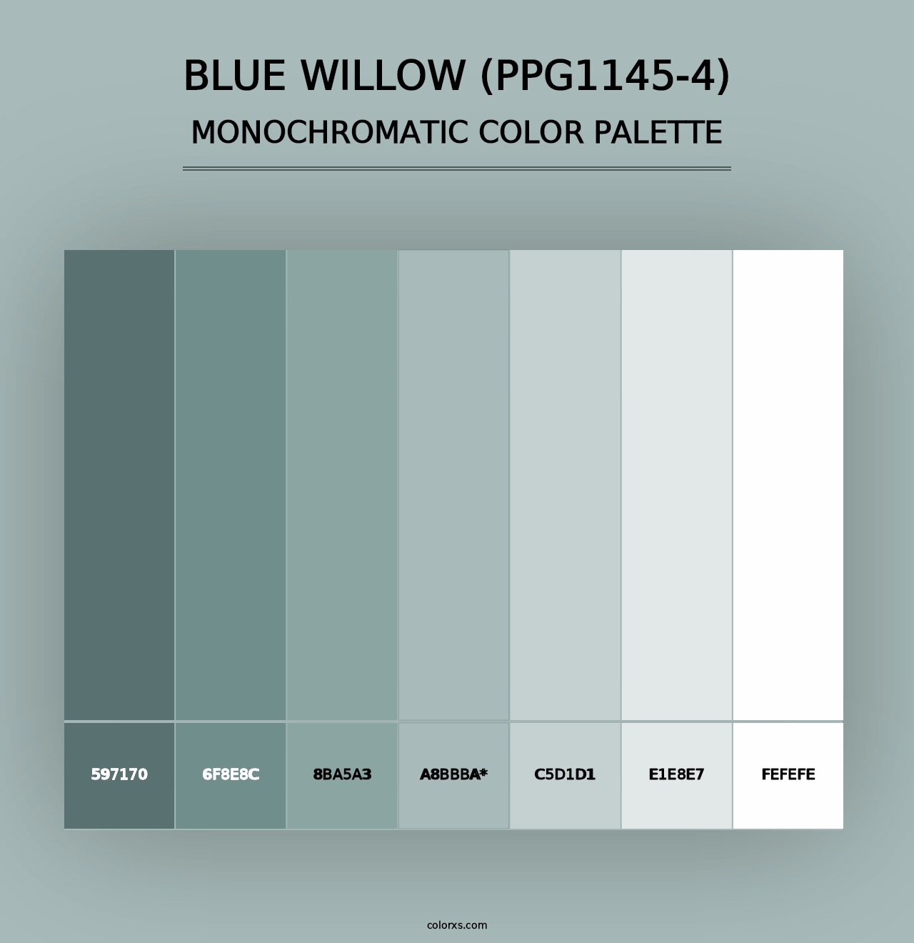 Blue Willow (PPG1145-4) - Monochromatic Color Palette