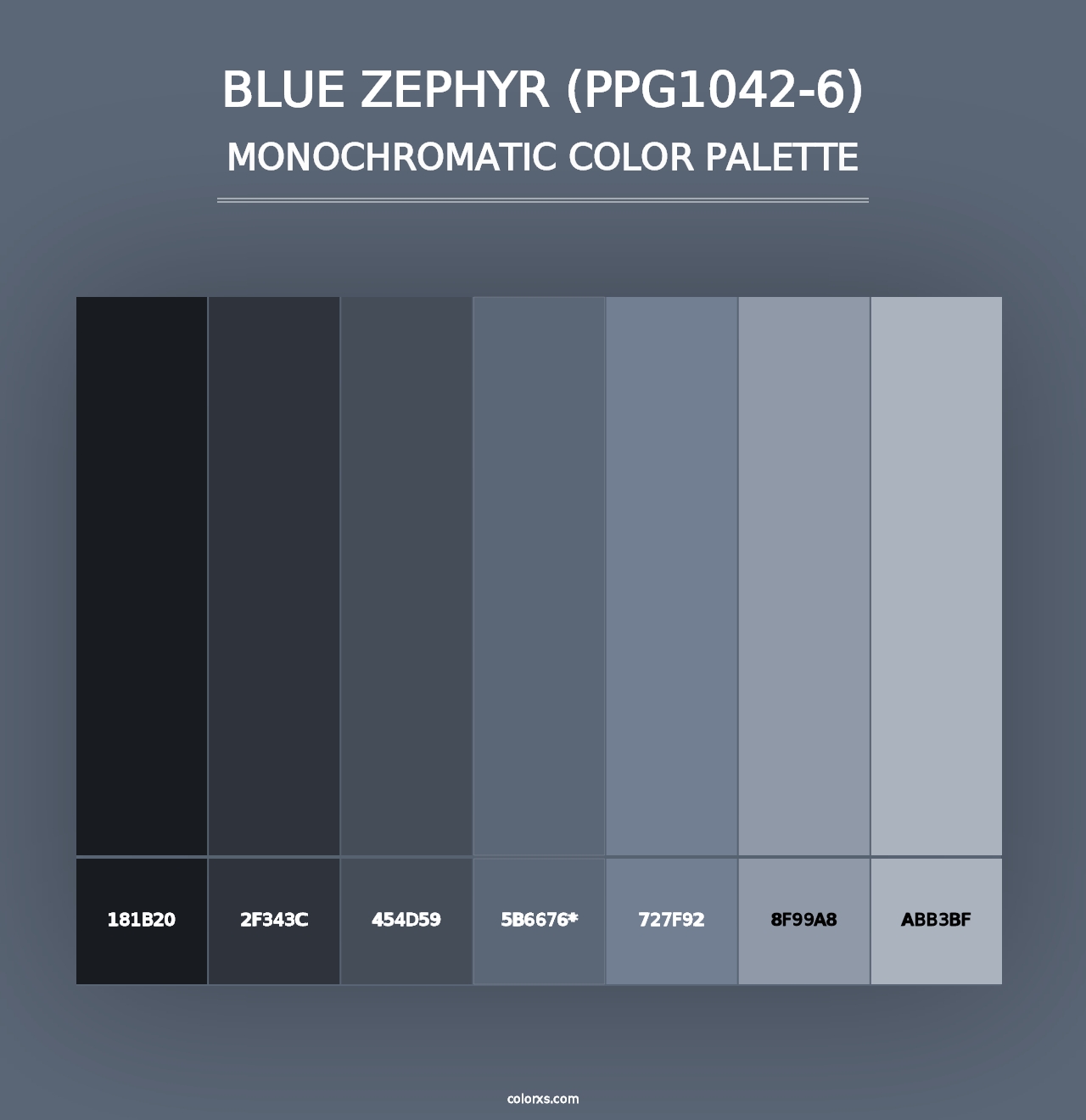 Blue Zephyr (PPG1042-6) - Monochromatic Color Palette