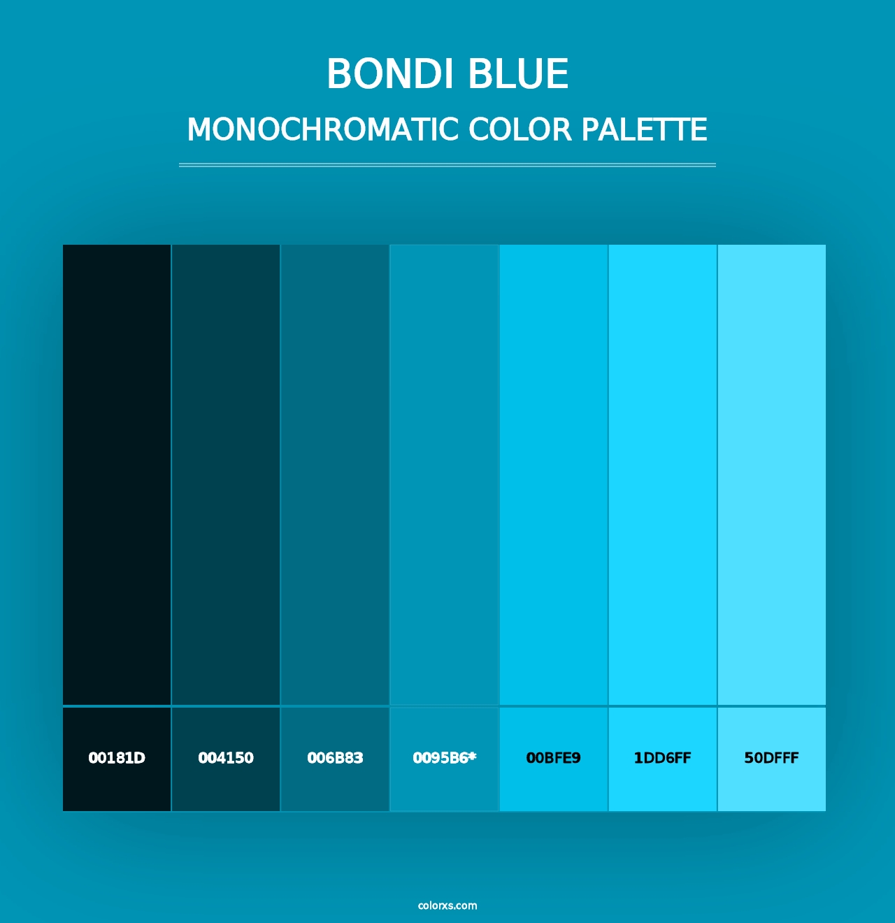 Bondi Blue - Monochromatic Color Palette