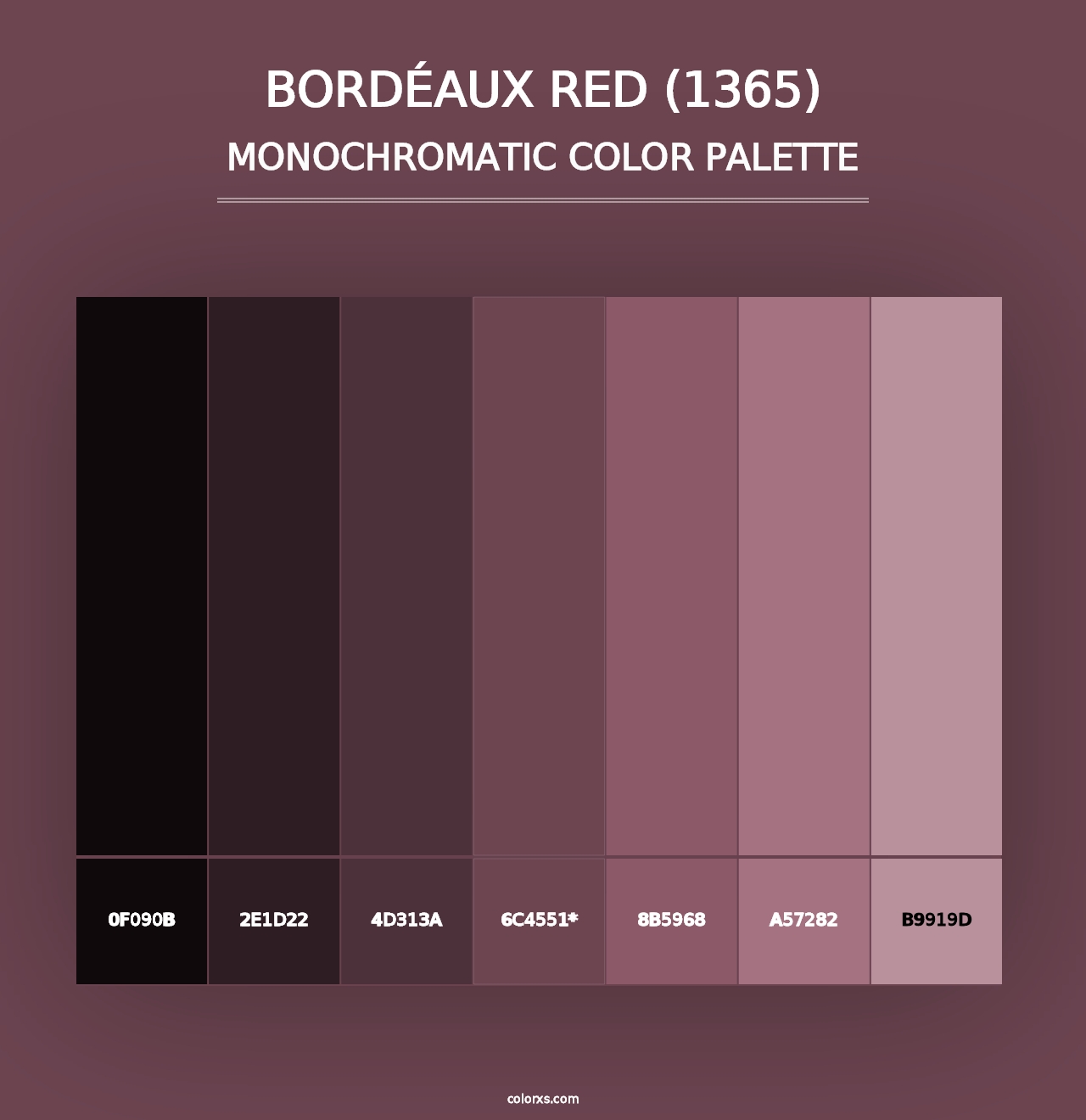 Bordéaux Red (1365) - Monochromatic Color Palette