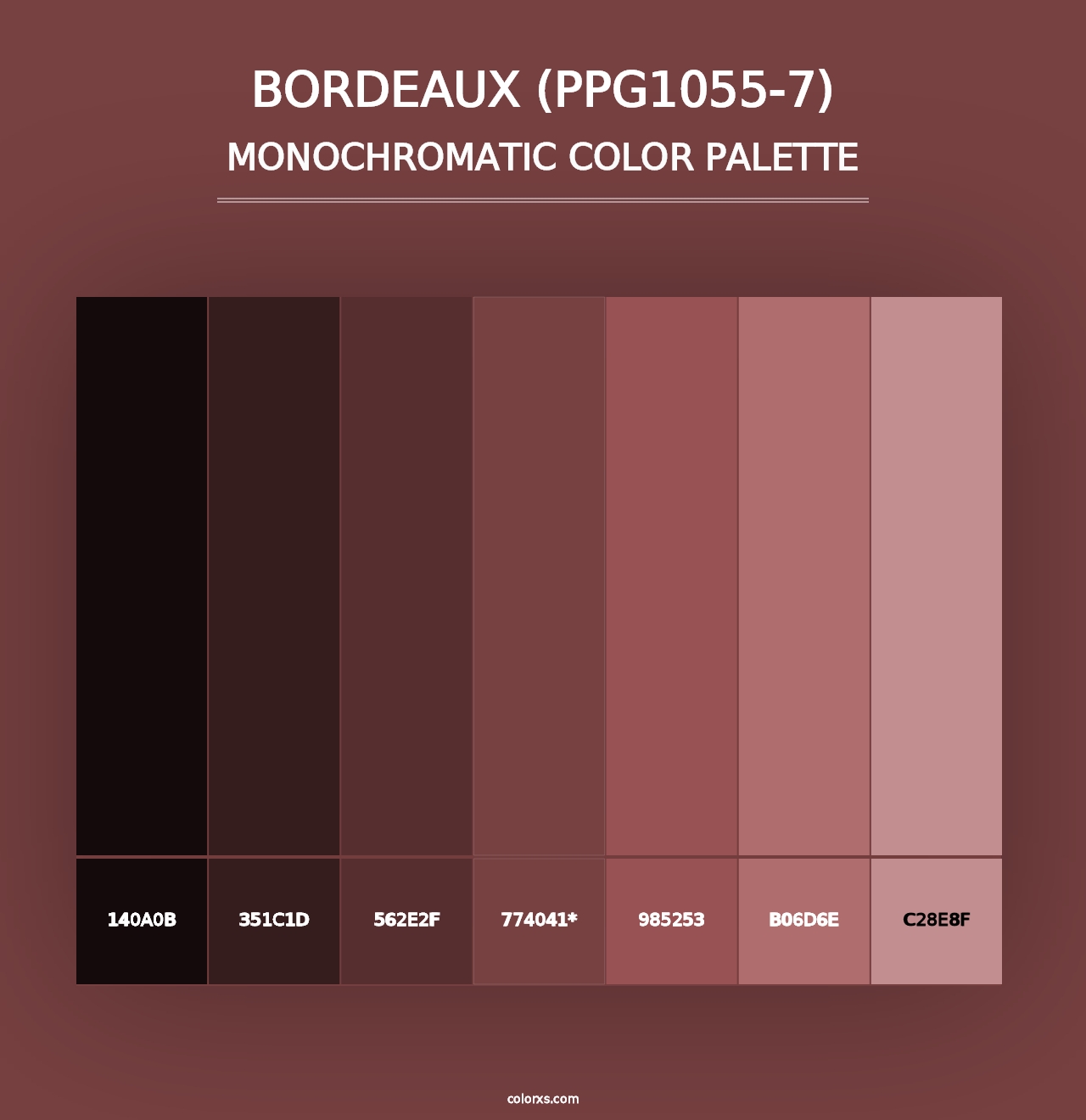 Bordeaux (PPG1055-7) - Monochromatic Color Palette