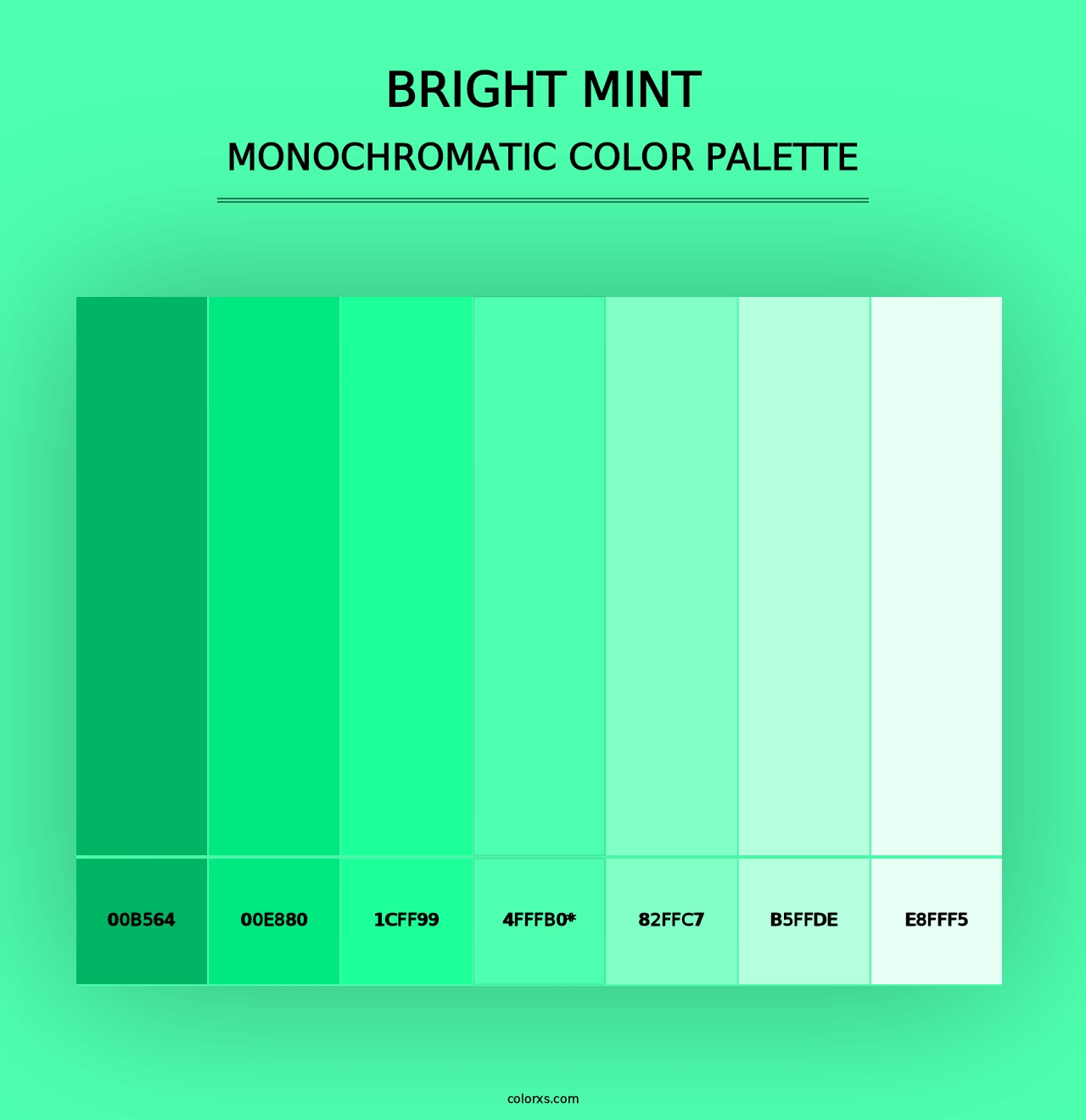 Bright Mint - Monochromatic Color Palette