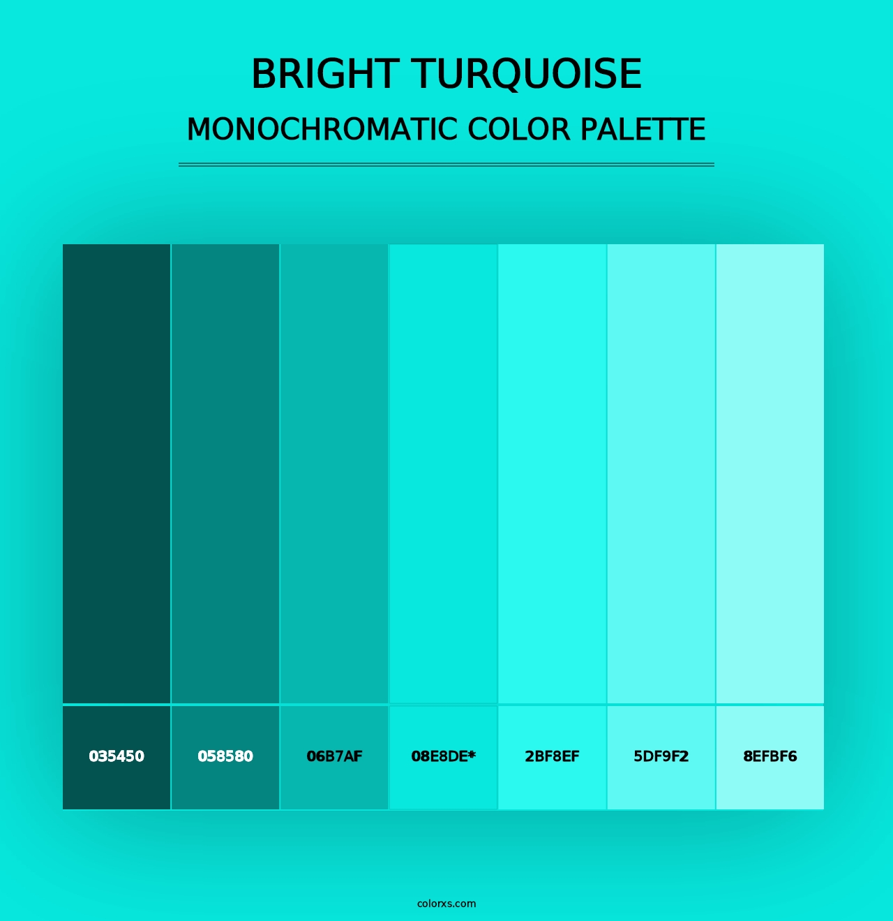 Bright Turquoise - Monochromatic Color Palette