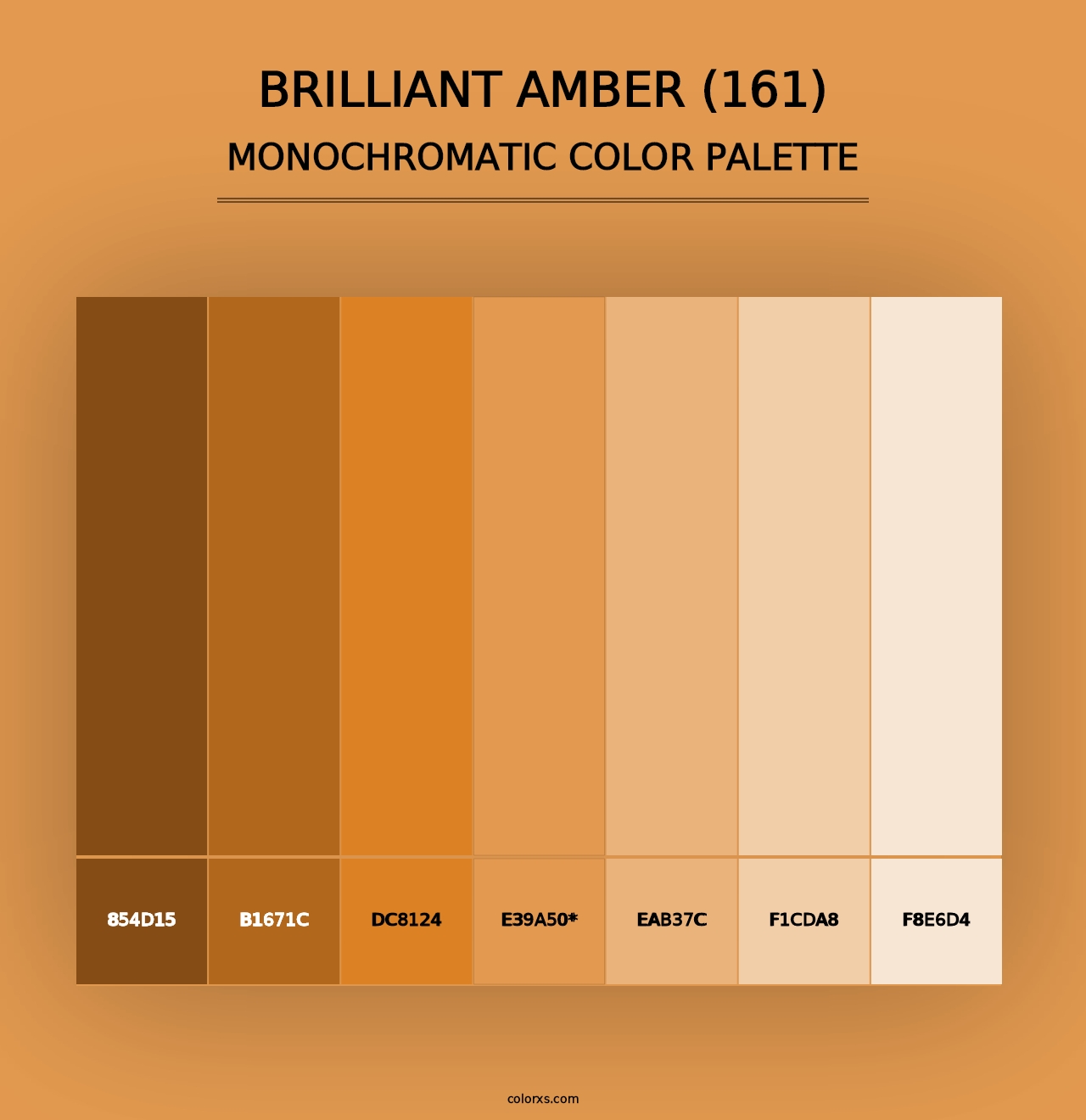 Brilliant Amber (161) - Monochromatic Color Palette