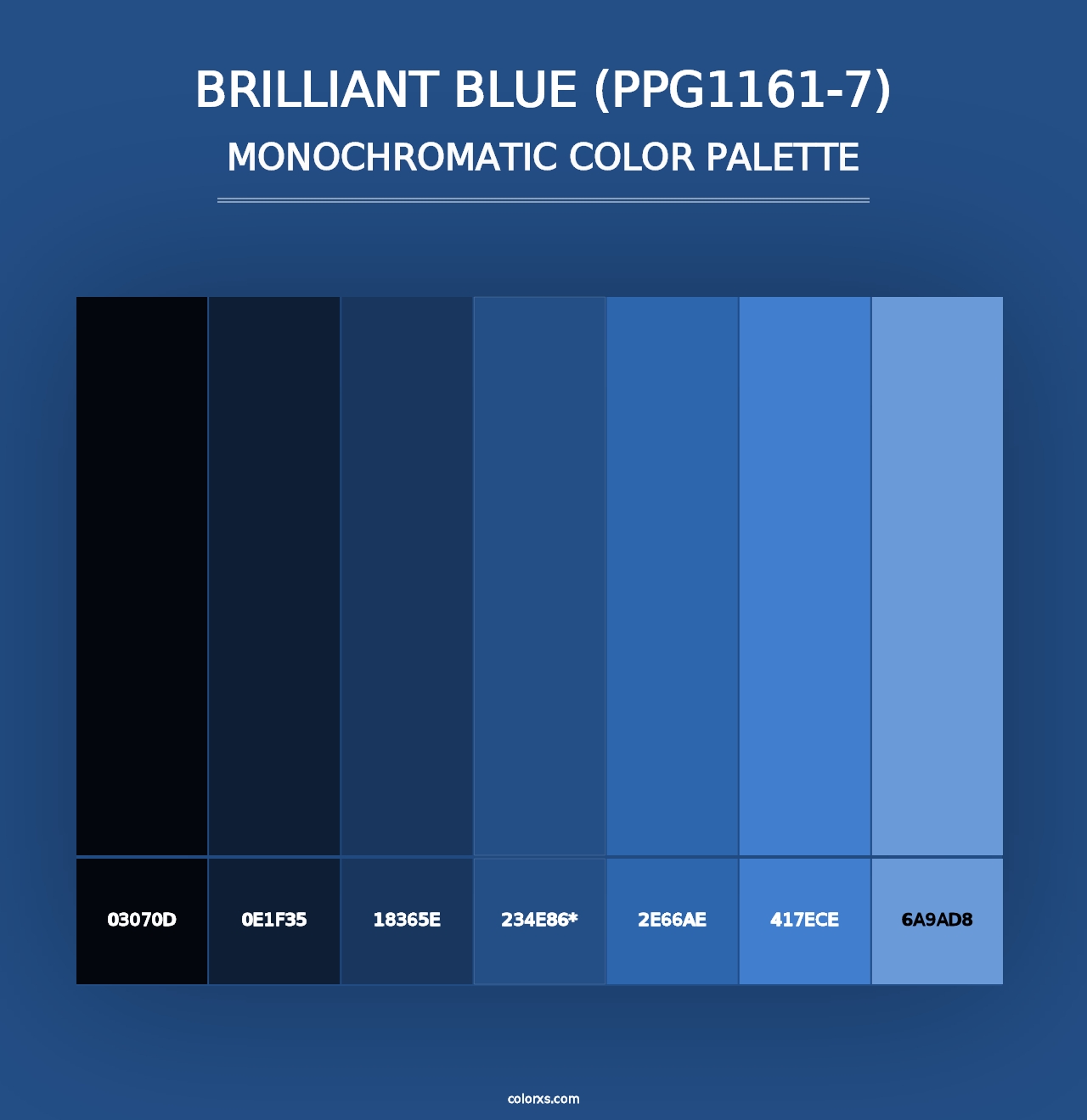 Brilliant Blue (PPG1161-7) - Monochromatic Color Palette