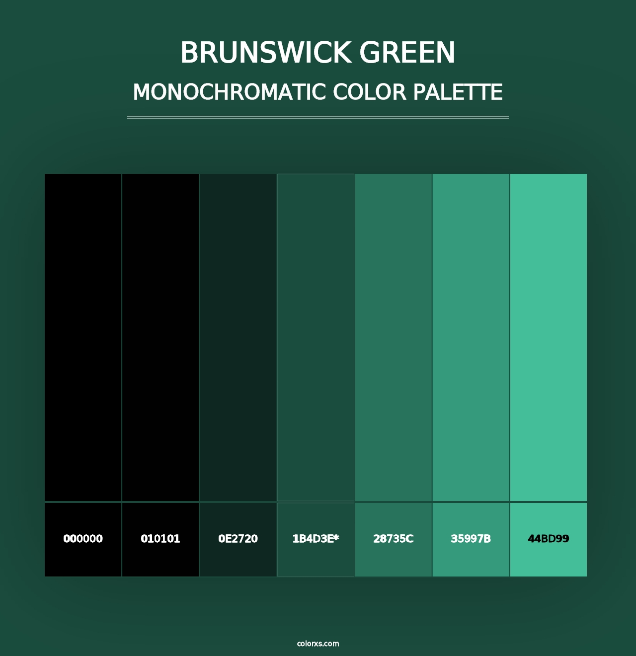 Brunswick Green - Monochromatic Color Palette