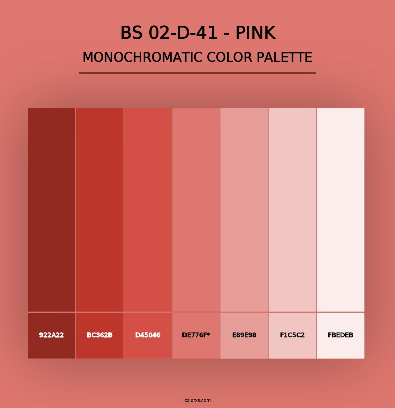 BS 02-D-41 - Pink - Monochromatic Color Palette