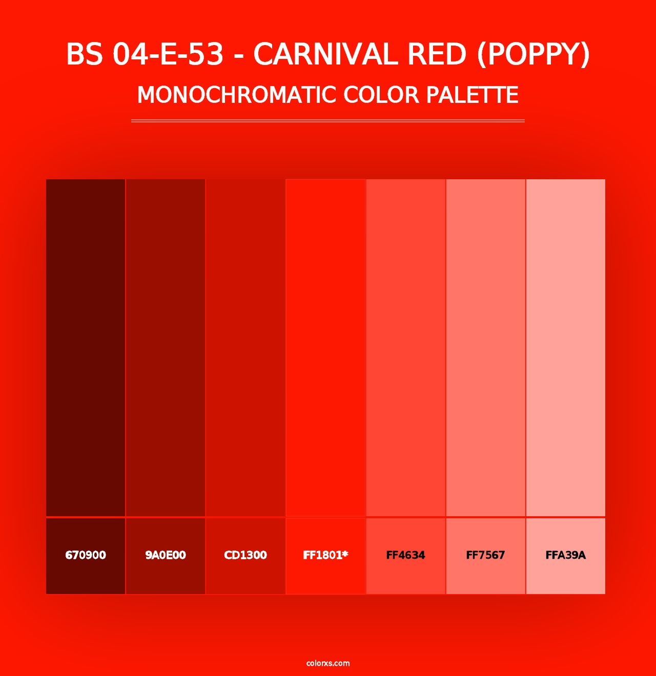 BS 04-E-53 - Carnival Red (Poppy) - Monochromatic Color Palette