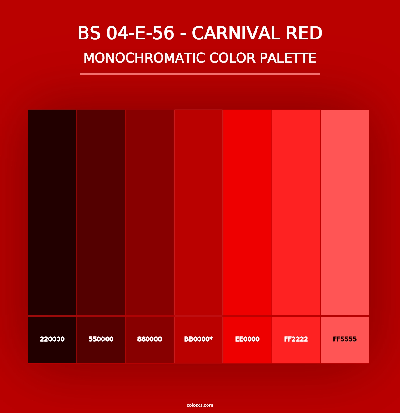 BS 04-E-56 - Carnival Red - Monochromatic Color Palette