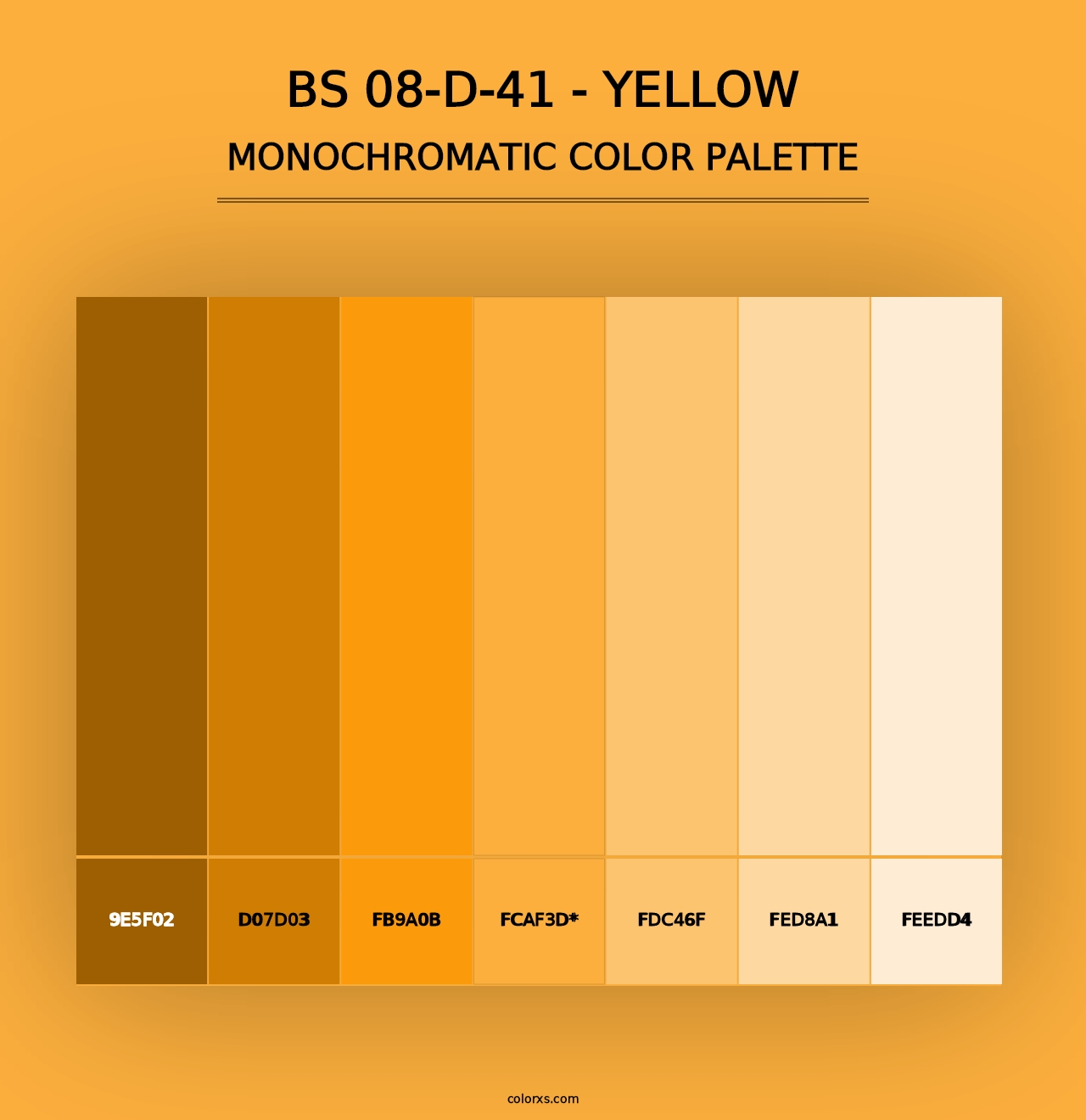 BS 08-D-41 - Yellow - Monochromatic Color Palette