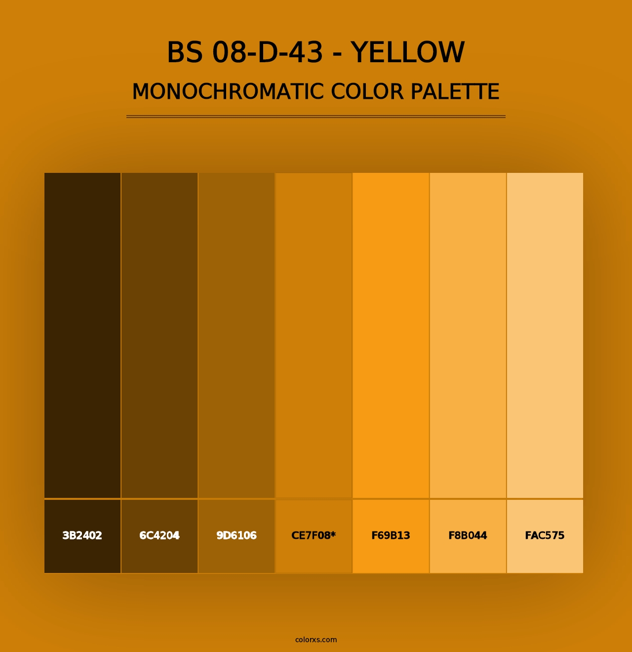 BS 08-D-43 - Yellow - Monochromatic Color Palette