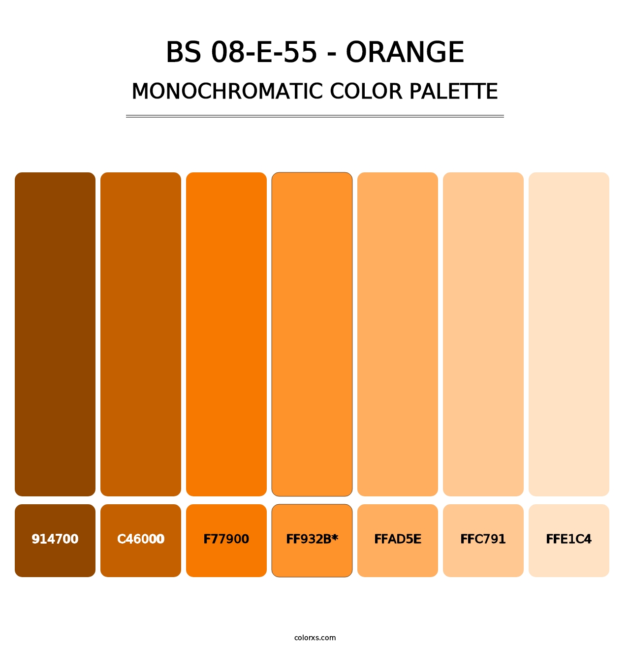 BS 08-E-55 - Orange - Monochromatic Color Palette