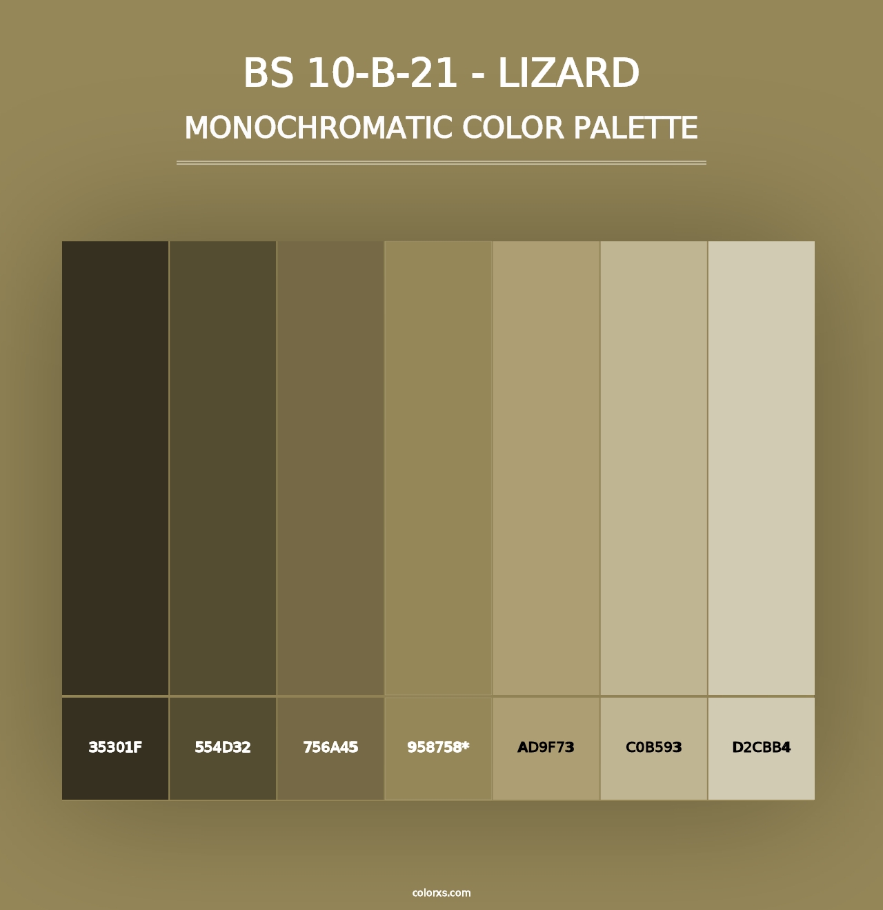 BS 10-B-21 - Lizard - Monochromatic Color Palette