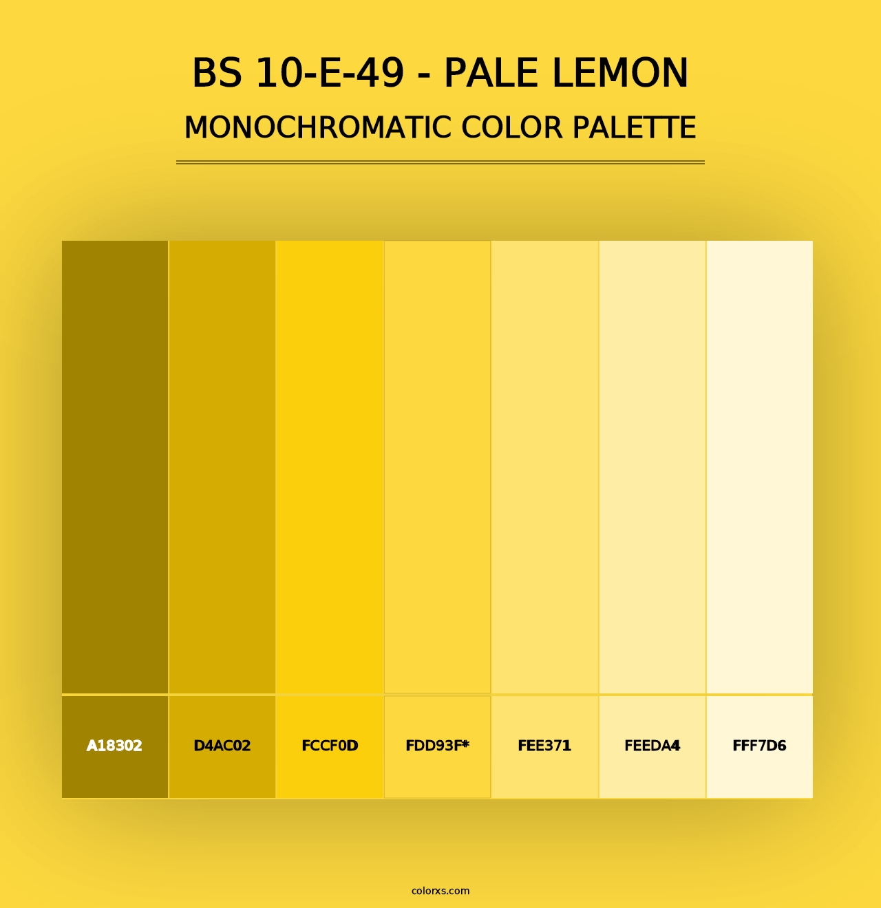 BS 10-E-49 - Pale Lemon - Monochromatic Color Palette