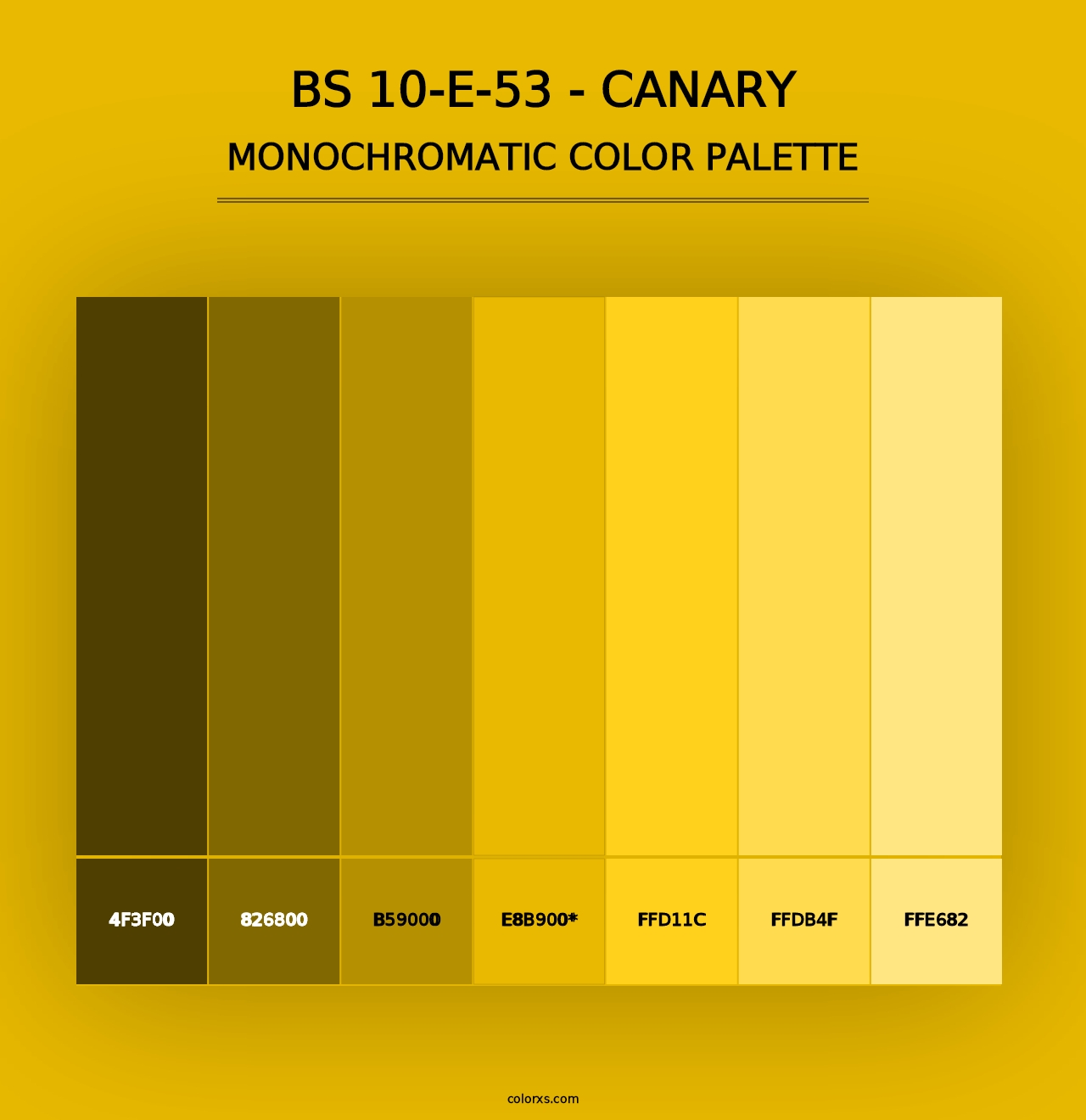 BS 10-E-53 - Canary - Monochromatic Color Palette