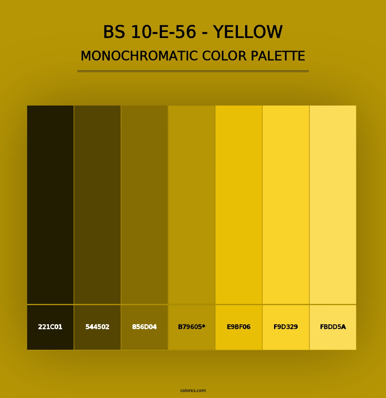 BS 10-E-56 - Yellow - Monochromatic Color Palette