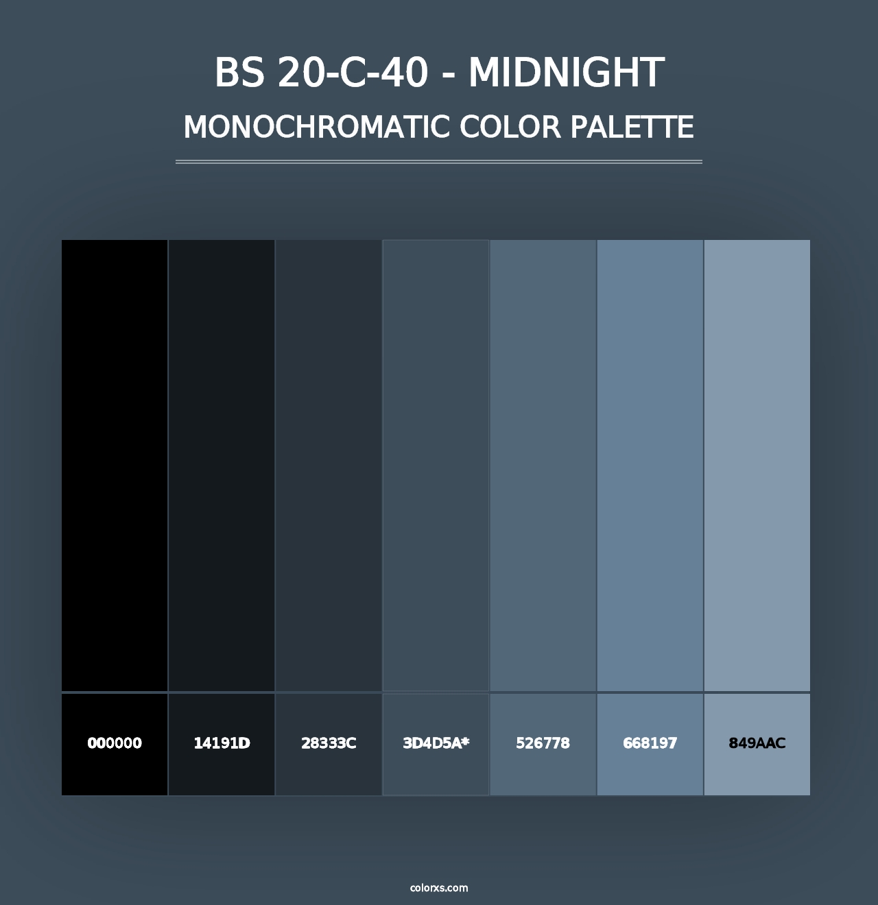 BS 20-C-40 - Midnight - Monochromatic Color Palette