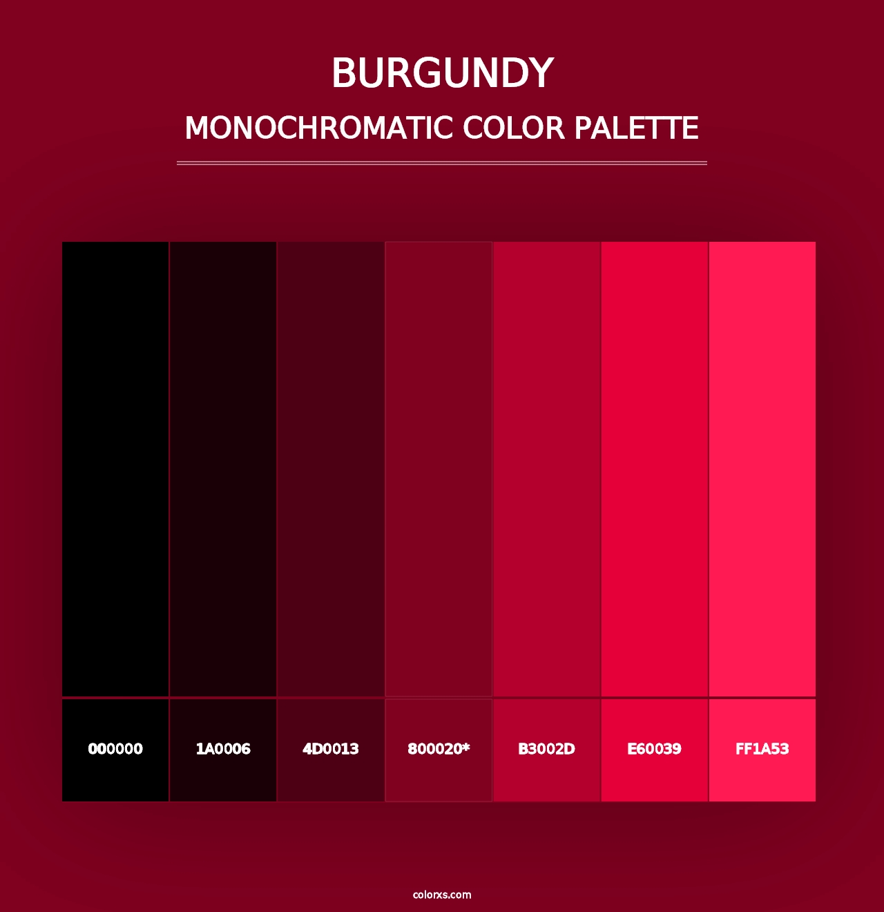 Burgundy - Monochromatic Color Palette