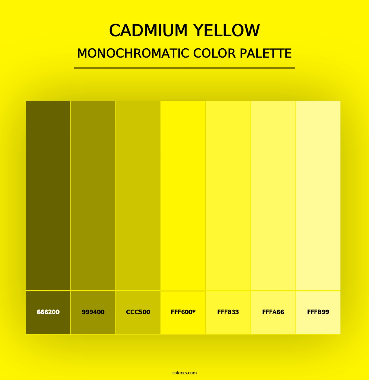 Cadmium Yellow - Monochromatic Color Palette