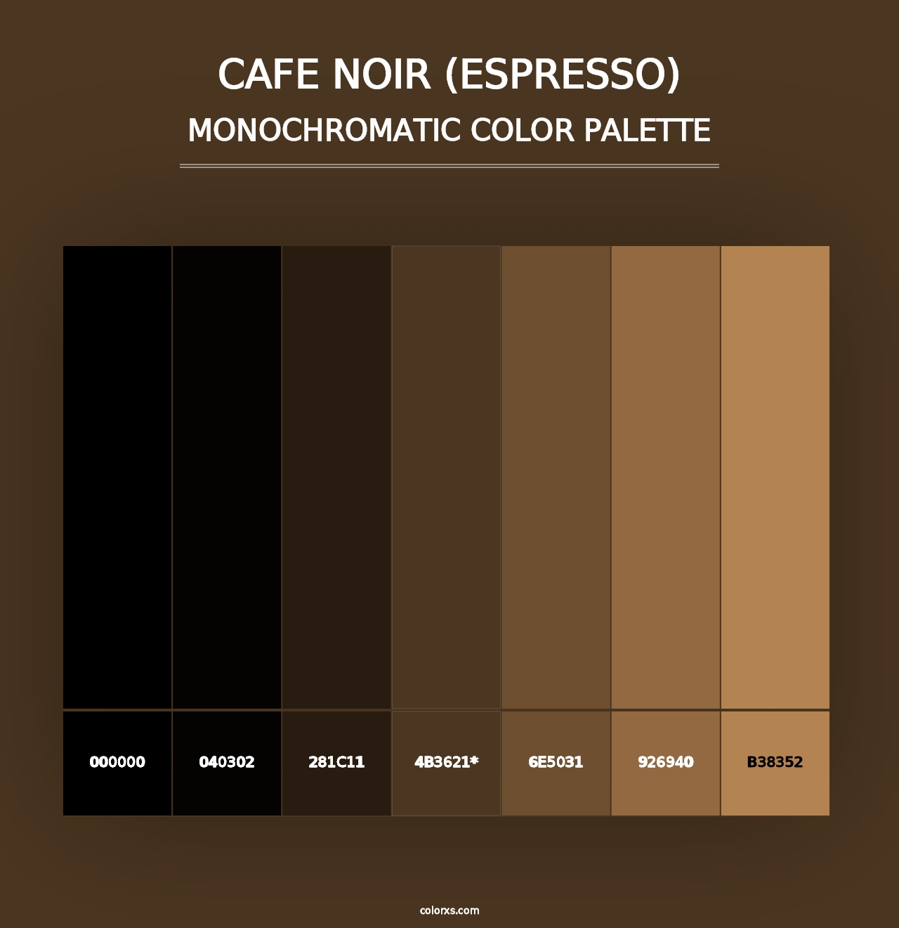 Cafe Noir (Espresso) - Monochromatic Color Palette