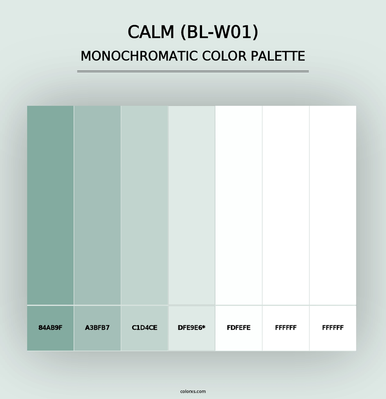 Calm (BL-W01) - Monochromatic Color Palette