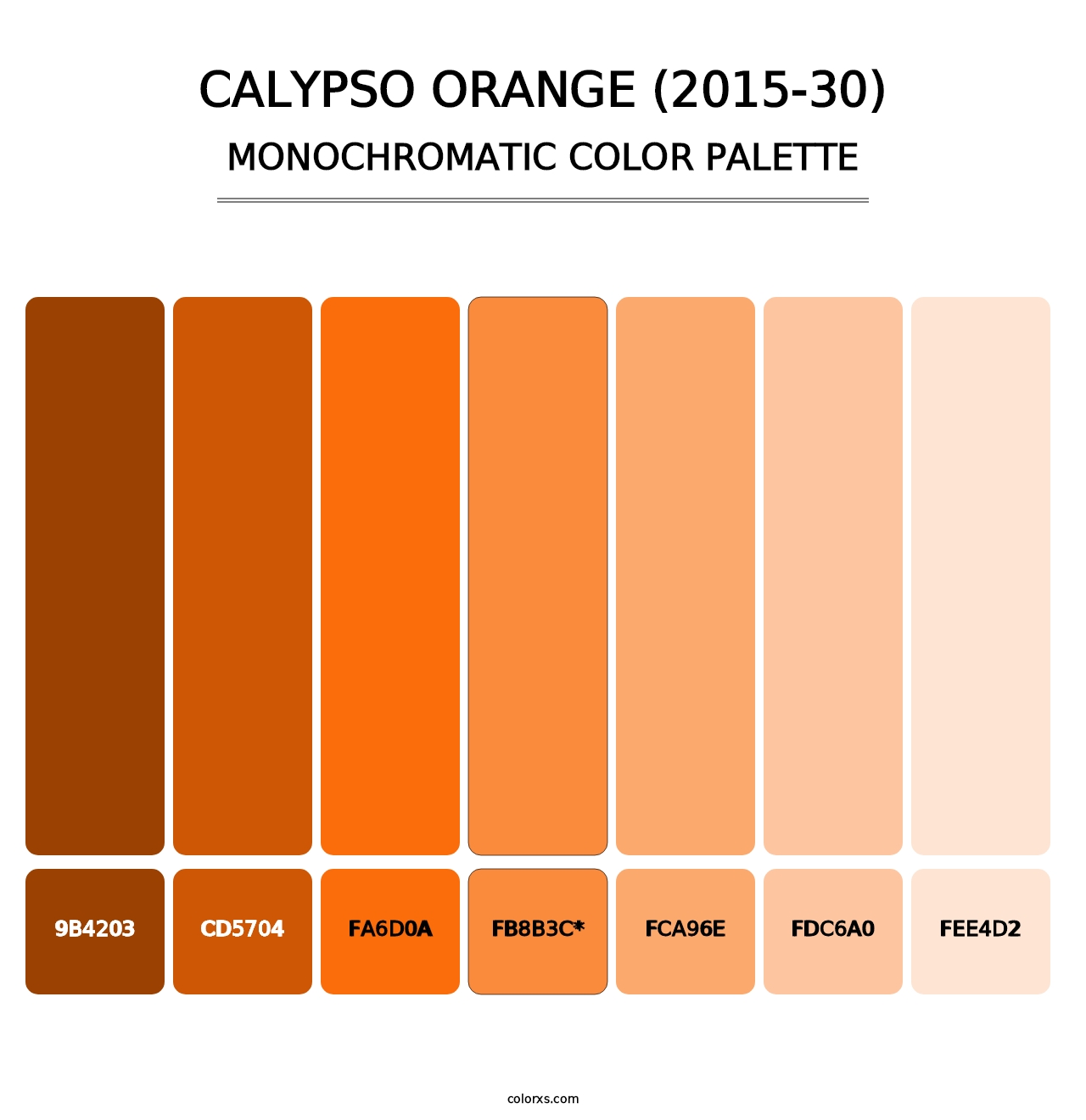 Calypso Orange (2015-30) - Monochromatic Color Palette