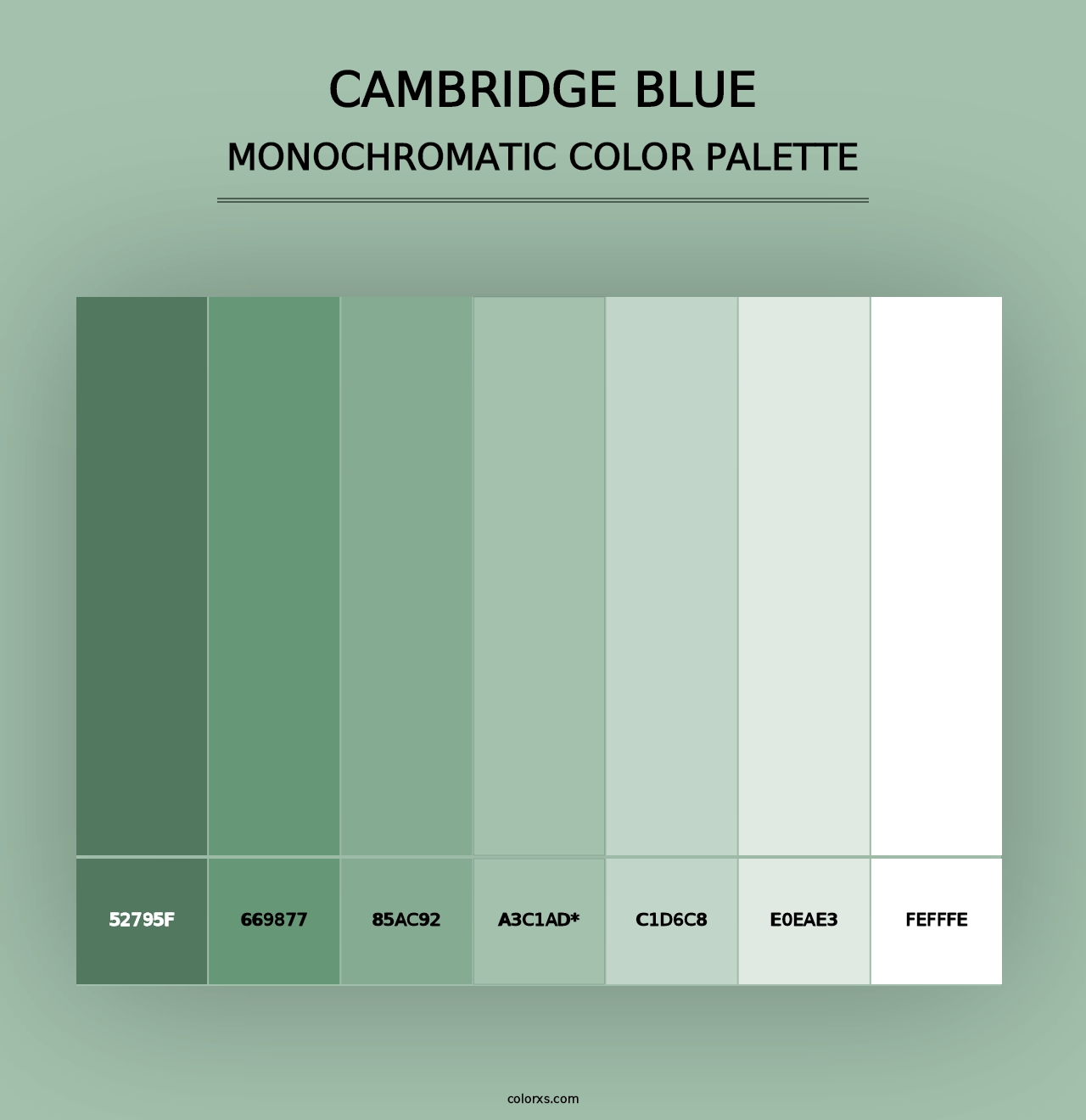 Cambridge Blue - Monochromatic Color Palette