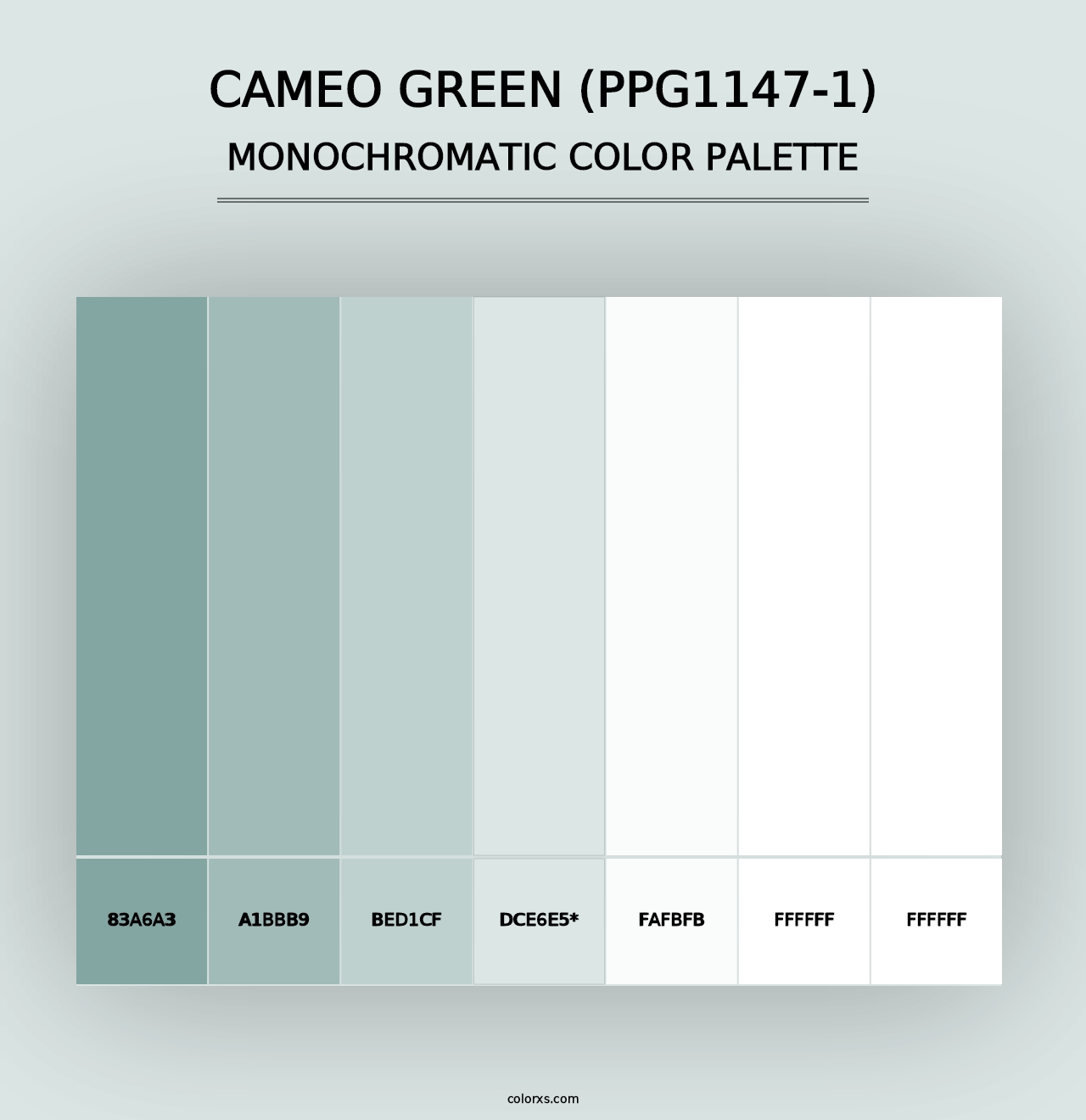 Cameo Green (PPG1147-1) - Monochromatic Color Palette